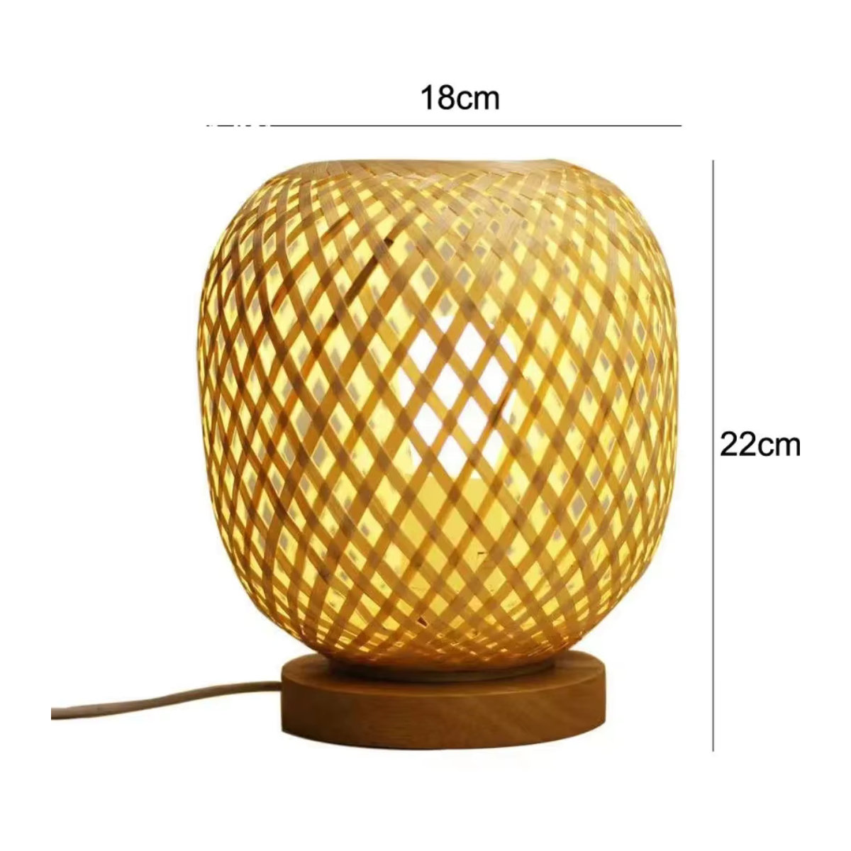 JOYINLED Tischlampe aus Bambus und Rattan in Braun im Bohemian Stil mit E27 Fassung - Bild 3
