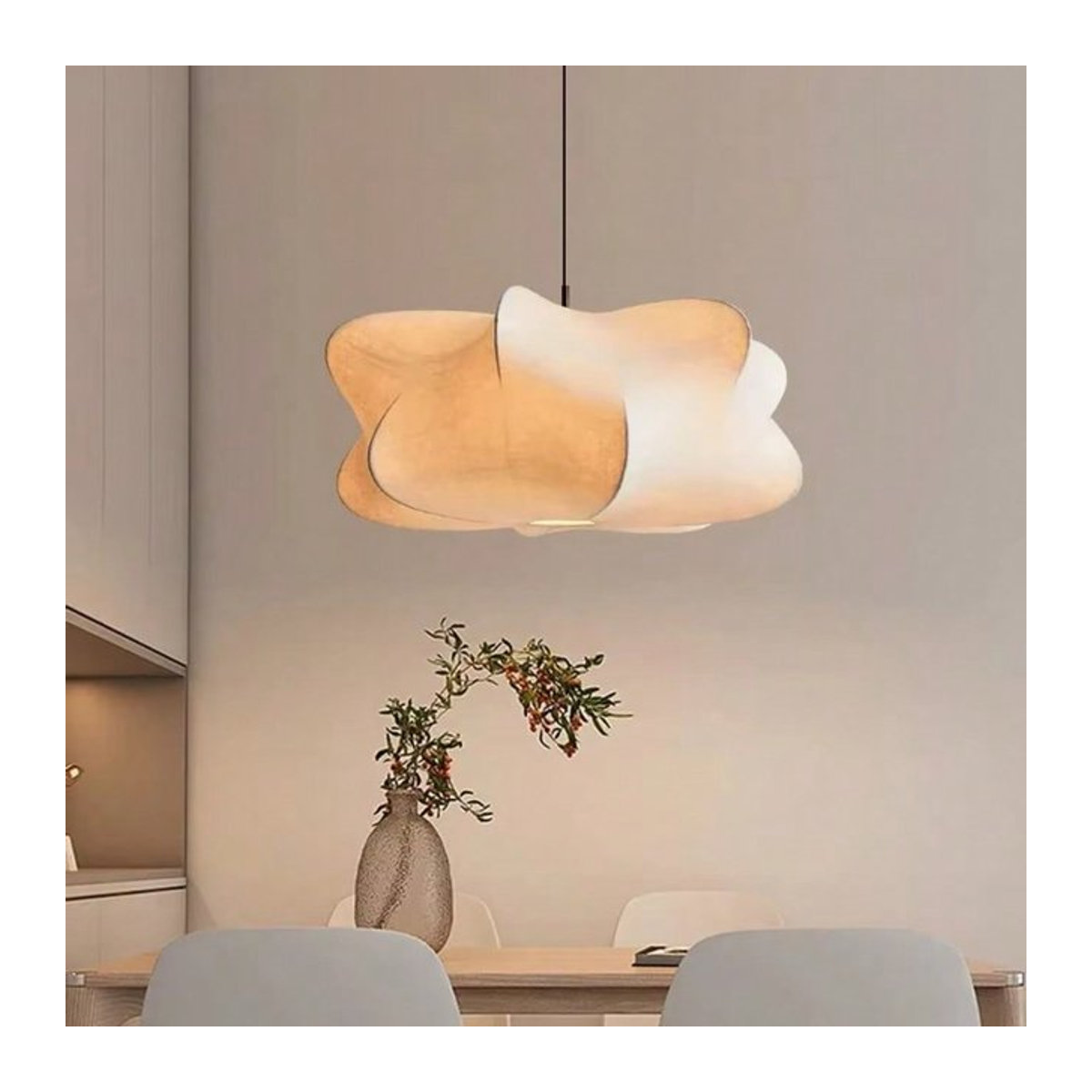 JOYINLED Wabi Sabi Pendelleuchte aus Viskose in Beige mit E27 Fassung für Wohnzimmer und Salon - Bild 1