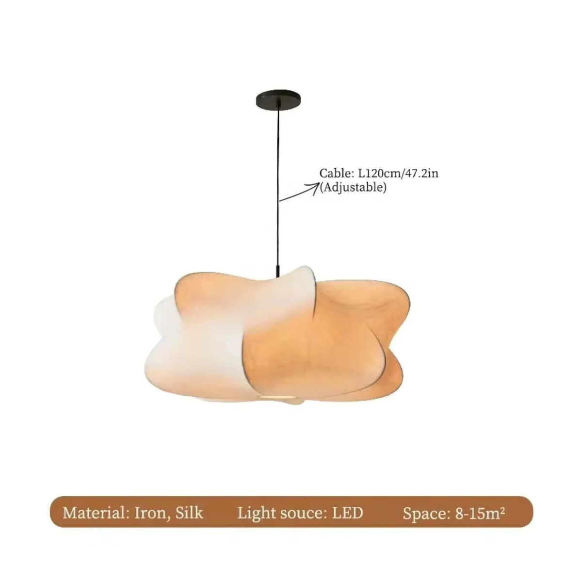 JOYINLED Wabi Sabi Pendelleuchte aus Viskose in Beige mit E27 Fassung für Wohnzimmer und Salon - Bild 2