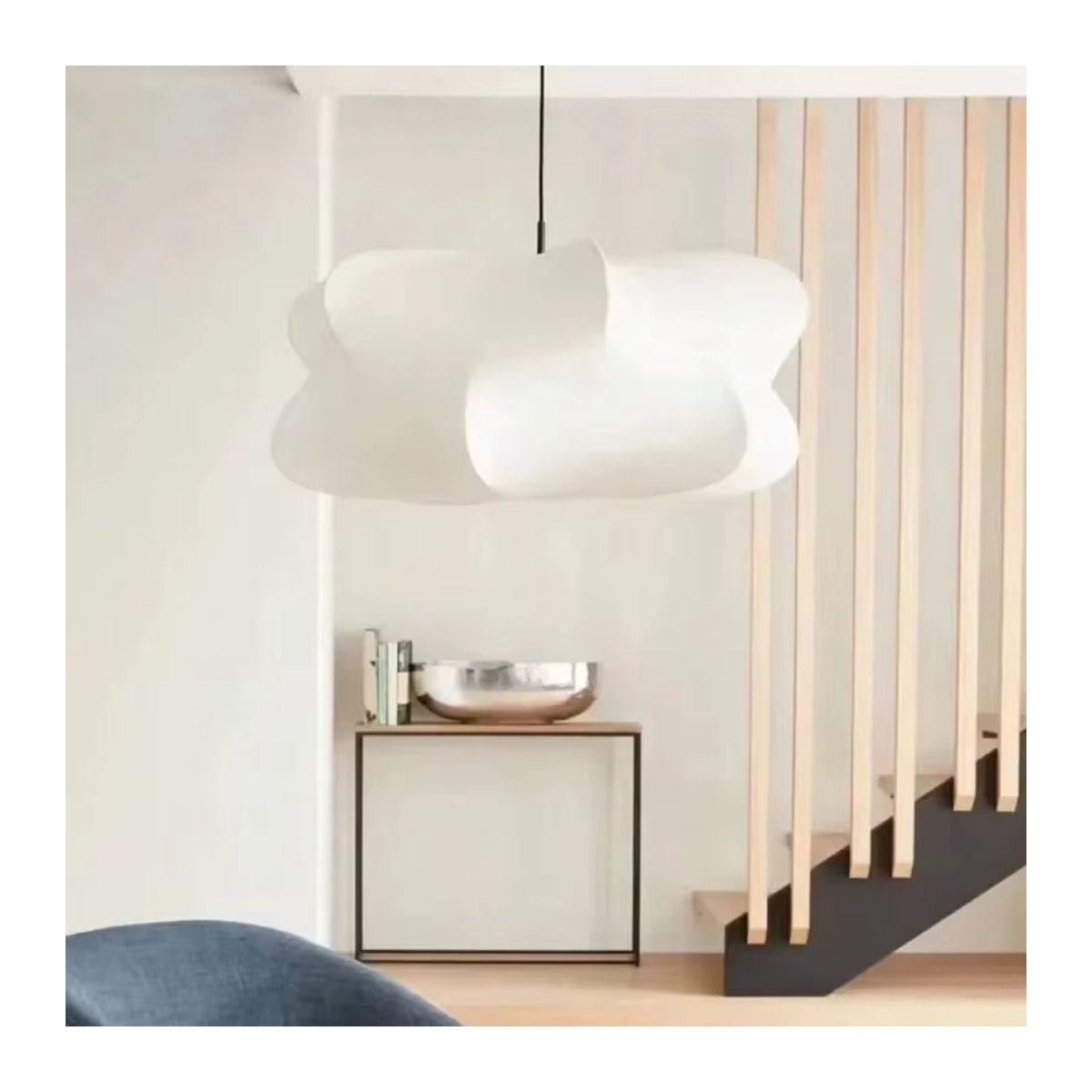 JOYINLED Wabi Sabi Pendelleuchte aus Viskose in Beige mit E27 Fassung für Wohnzimmer und Salon - Bild 3