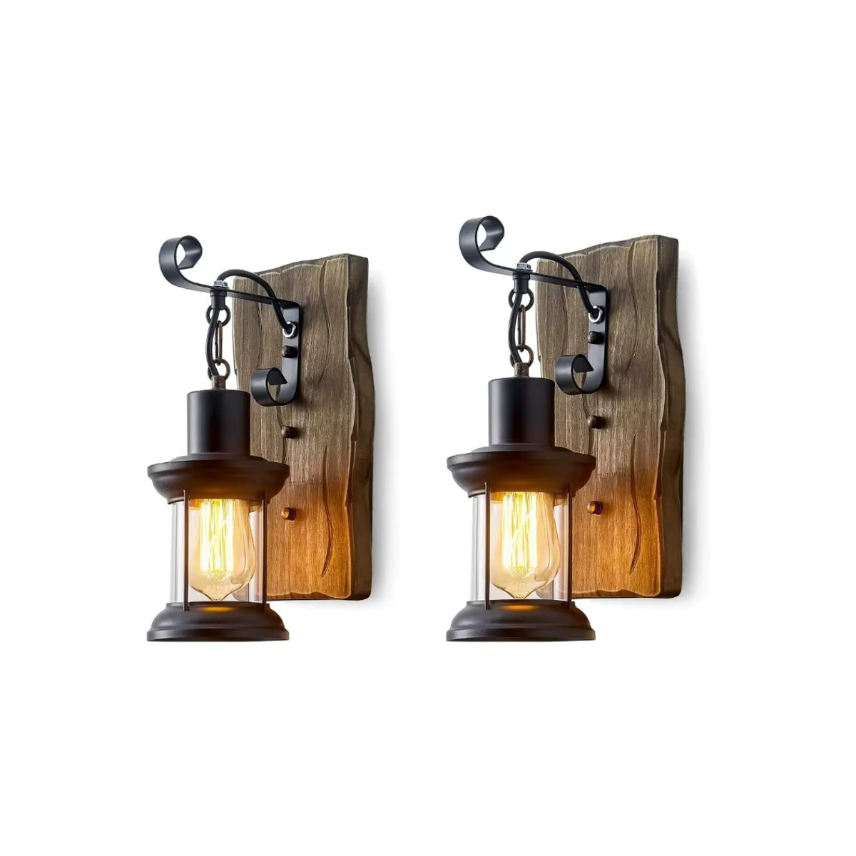 JOYINLED Wandleuchte im Industrial Retro Design aus Holz in Schwarz mit E27 Fassung - Bild 5