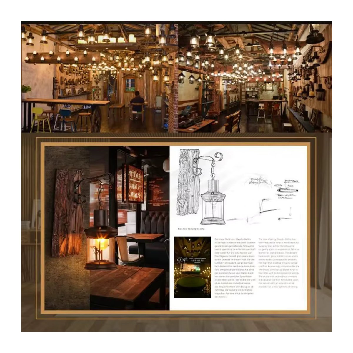 JOYINLED Wandleuchte im Industrial Style aus Holz und Metall in Schwarz - Bild 6