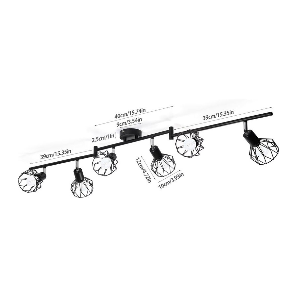 JOYON LED-Deckenstrahler und Wandlampe aus Metall im Industrial-Design, Schwarz, E14, schwenkbar - Bild 2