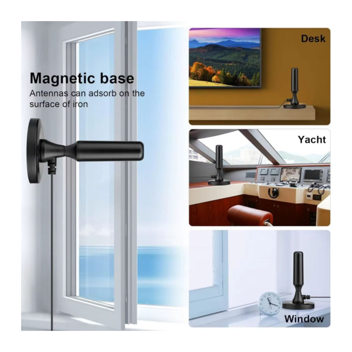 JSAMAZING TV-Antenne für Innen- und Außenbereich mit Magnetfuß und HD-Kabel in Schwarz - Bild 4