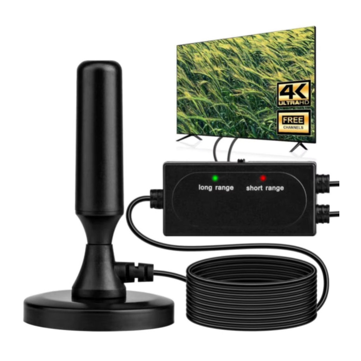 JSAMAZING TV-Antenne für Innen- und Außenbereich mit Magnetfuß und HD-Kabel in Schwarz - Bild 7