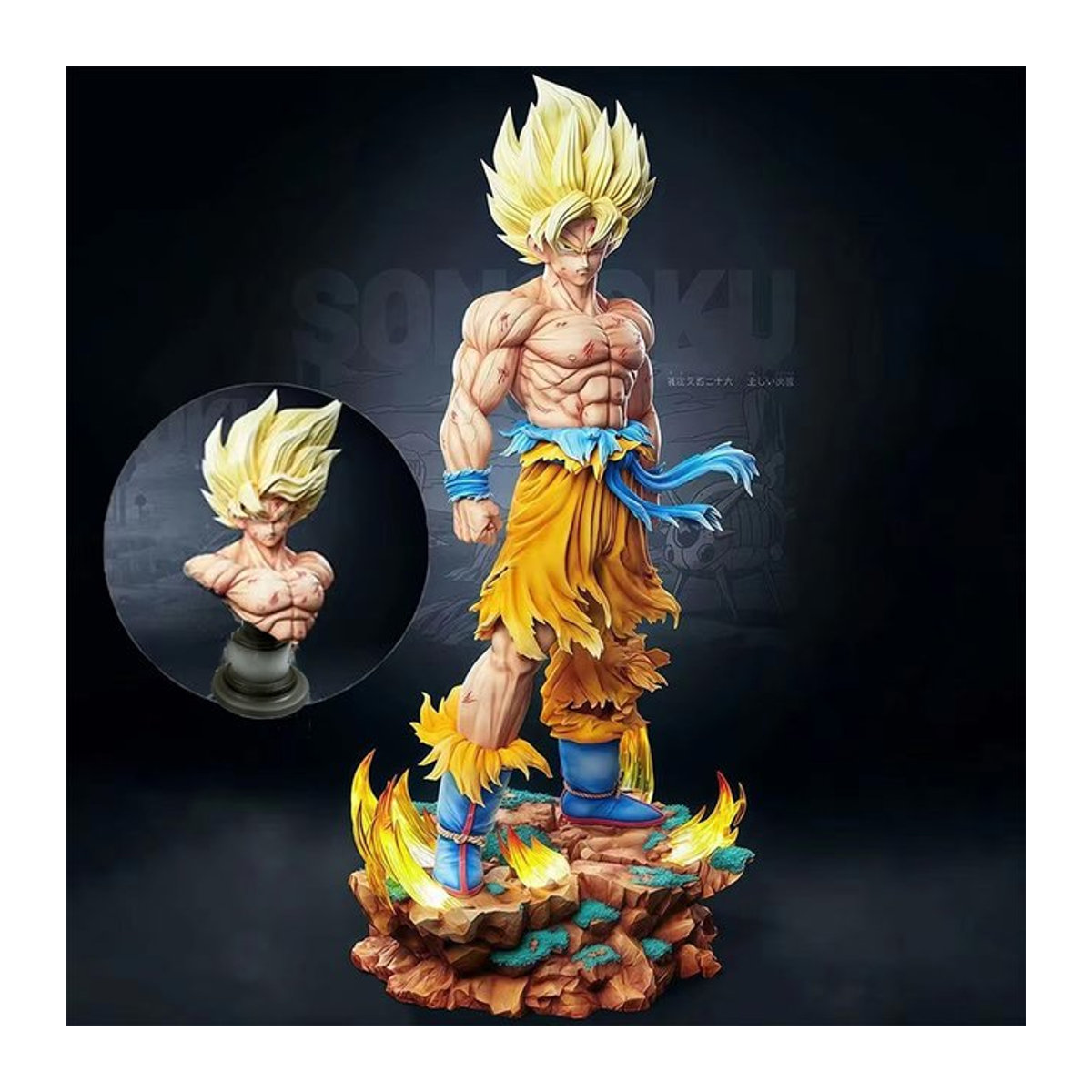 Jt Son Goku Actionfigur aus Dragon Ball Z mit austauschbaren Köpfen und LED-Basis, Super Saiyajin Figur in Mehrfarbig - Bild 1