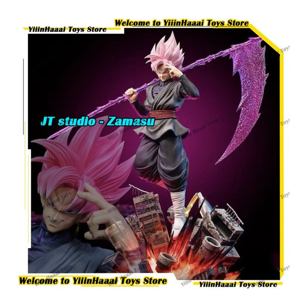 JT Studio Toys Dragon Ball Anime Figur Zamasu und Goku Black PVC Statue als mehrfarbiges Sammlermodell und Deko-Ornament - Bild 1