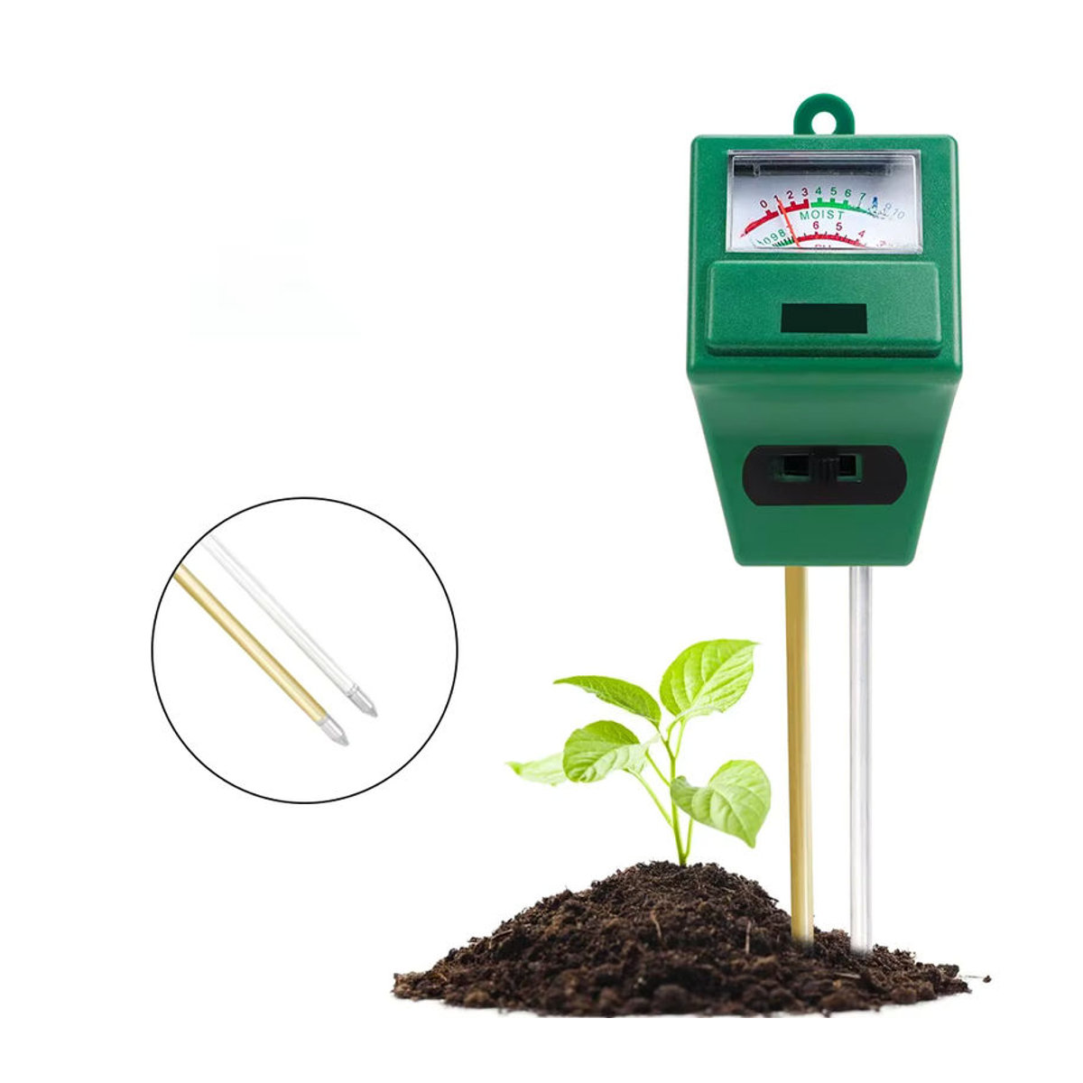 JUANJUAN 2-in-1 Boden-PH-Messgerät und Hygrometer in Grün für Pflanzen und Gartenbewässerung - Bild 6