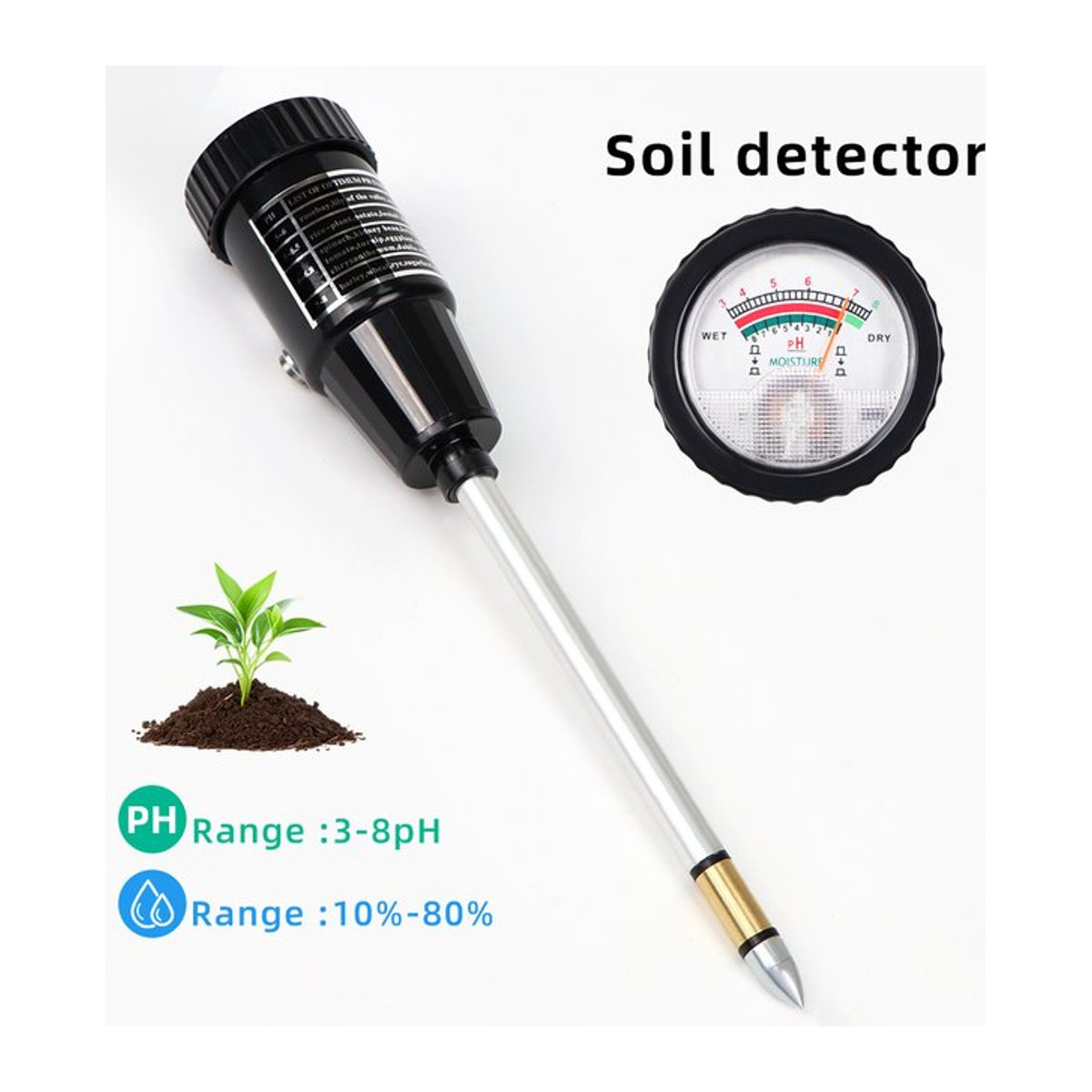 JUANJUAN 2-in-1 Bodenfeuchtemessgerät und PH-Messgerät als tragbarer Garten-Bodenanalysator und Säureprüfer für deine Topfpflanzen - Bild 1