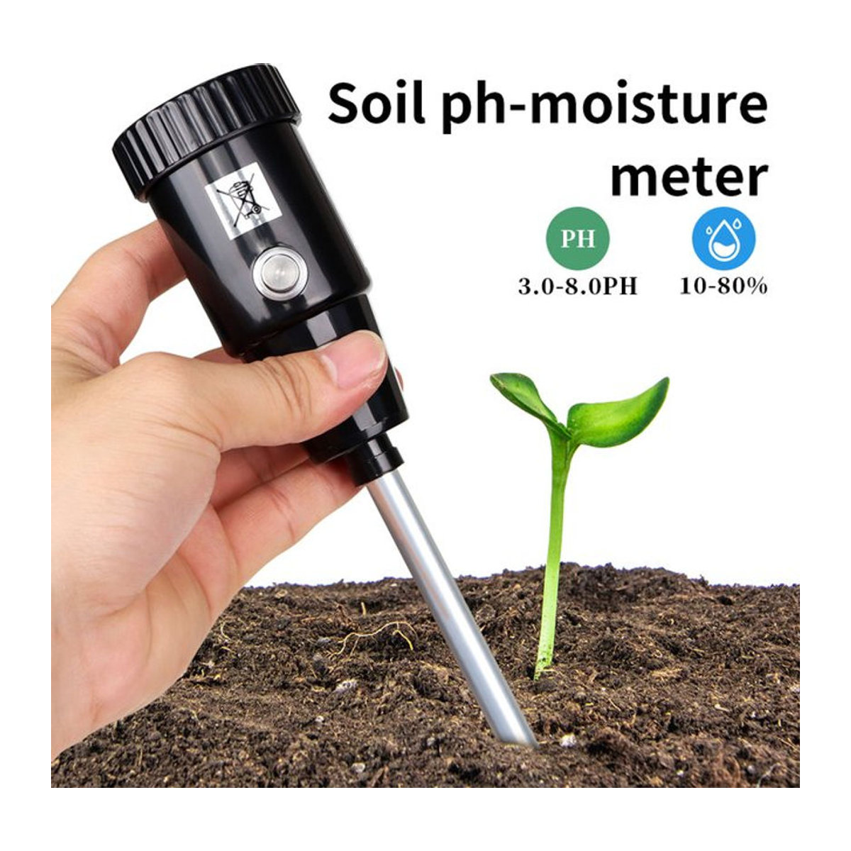 JUANJUAN 2-in-1 Bodenfeuchtigkeits- und pH-Messgerät mit Metall-Sonde für Garten und Pflanzen - Bild 1