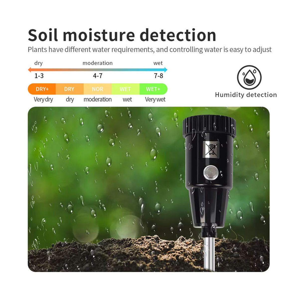 JUANJUAN 2-in-1 Bodenfeuchtigkeits- und pH-Messgerät mit Metall-Sonde für Garten und Pflanzen - Bild 3