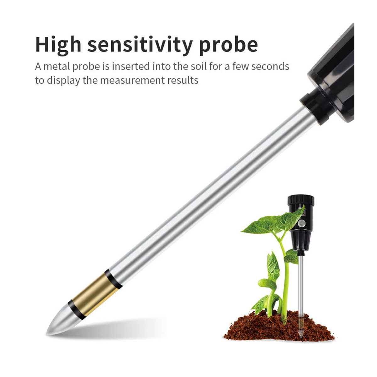 JUANJUAN 2-in-1 Bodenfeuchtigkeits- und pH-Messgerät mit Metall-Sonde für Garten und Pflanzen - Bild 5