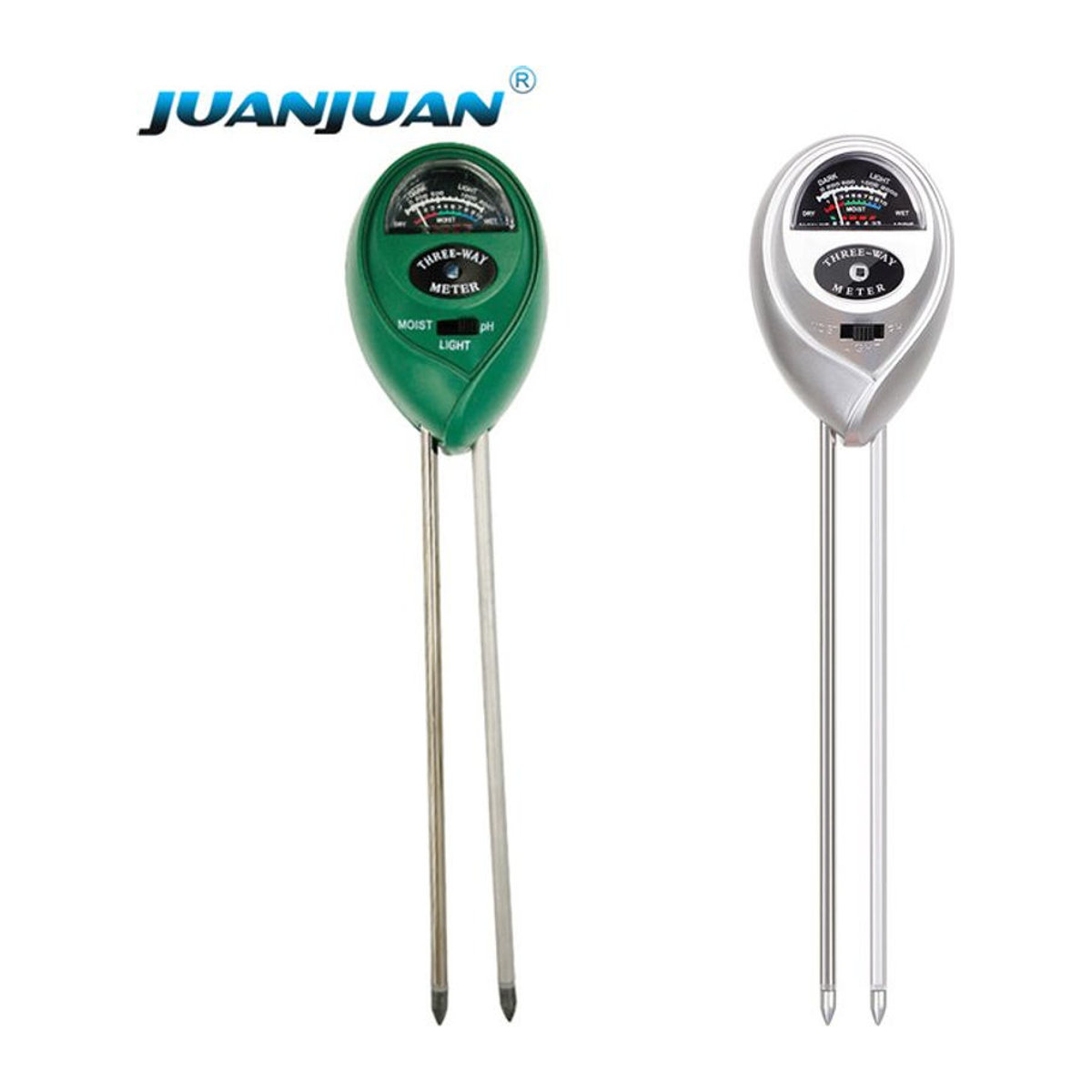 JUANJUAN 3-in-1 Handheld-Bodendetektor in Grün zur Messung von pH-Wert, Feuchtigkeit und Sonnenlicht für deine Pflanzen - Bild 1