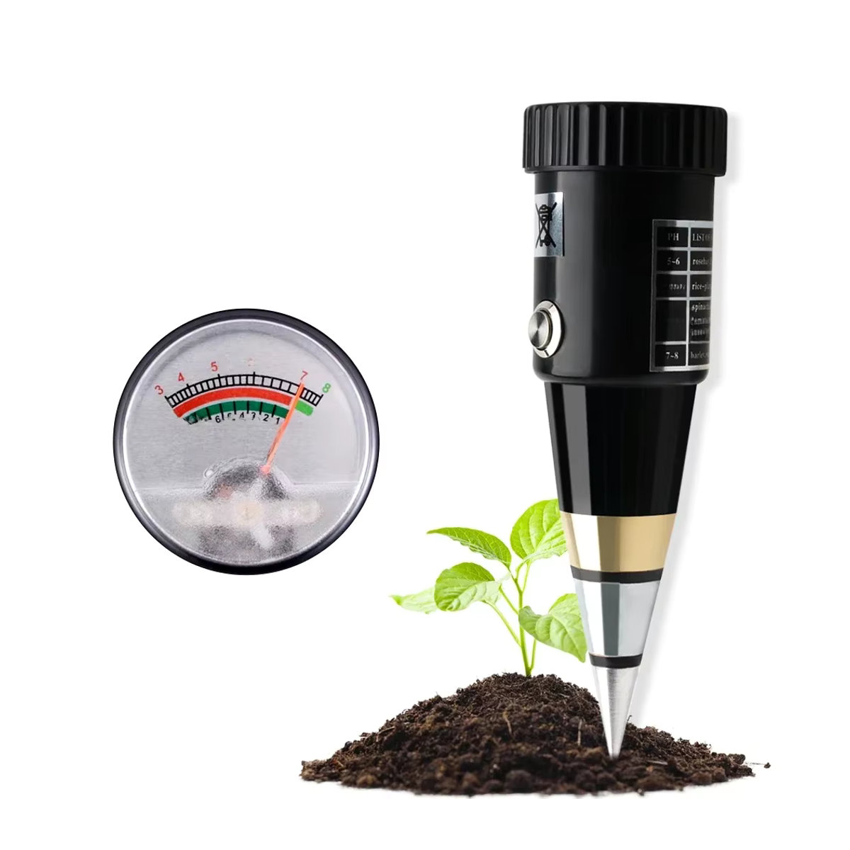 JUANJUAN Handheld Boden Feuchtigkeit und pH-Meter mit Metallsensor-Sonde für Pflanzen und Garten, Messbereich 3 bis 8 pH, ohne Batterie - Bild 7