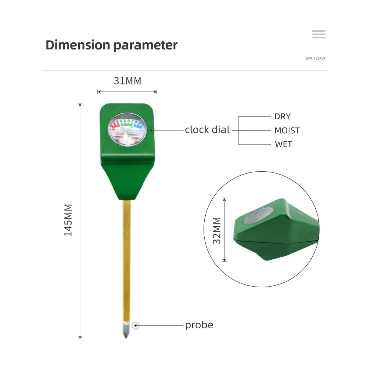 JUANJUAN Mini-Bodenfeuchtemessgerät für Pflanzen und Gartenbau - Bild 2