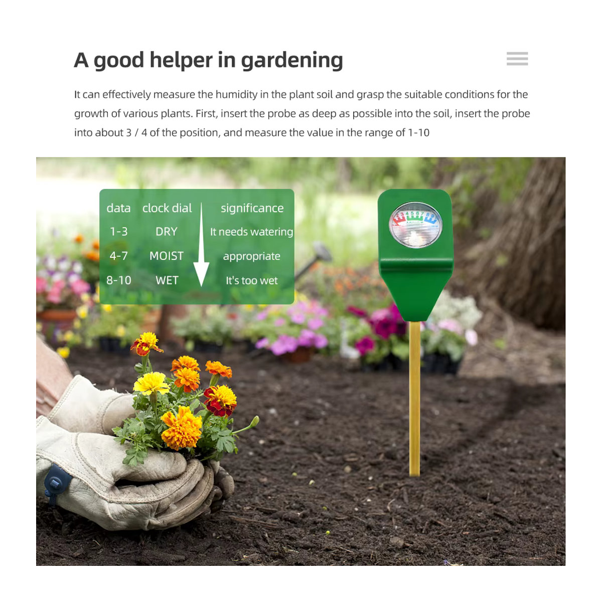 JUANJUAN Mini-Bodenfeuchtemessgerät für Pflanzen und Gartenbau - Bild 3