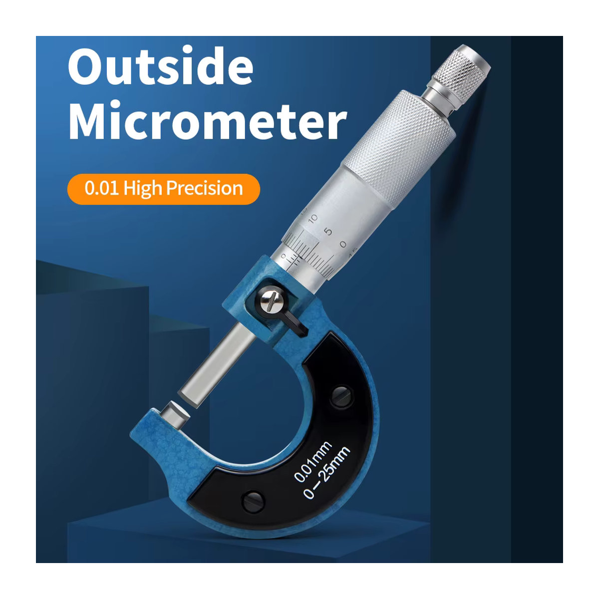 JUANJUAN Präzisions-Außenmikrometer Blau Messbereich 0-25mm mit 0,01mm Genauigkeit - Bild 2