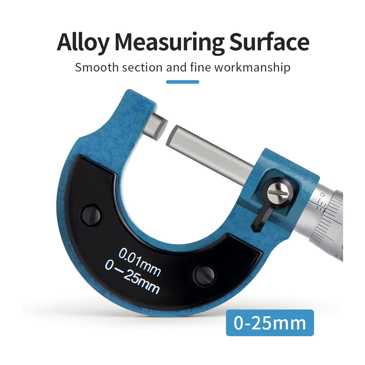 JUANJUAN Präzisions-Außenmikrometer Blau Messbereich 0-25mm mit 0,01mm Genauigkeit - Bild 3