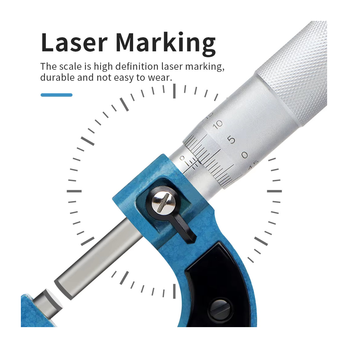 JUANJUAN Präzisions-Außenmikrometer Blau Messbereich 0-25mm mit 0,01mm Genauigkeit - Bild 4