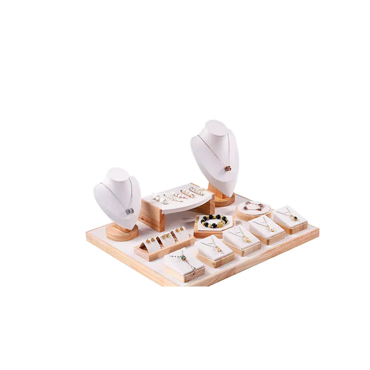 Juelee Schmuck Display Rack aus Holz für Ringe, Halsketten und Armbänder in Braun und Beige - Bild 4