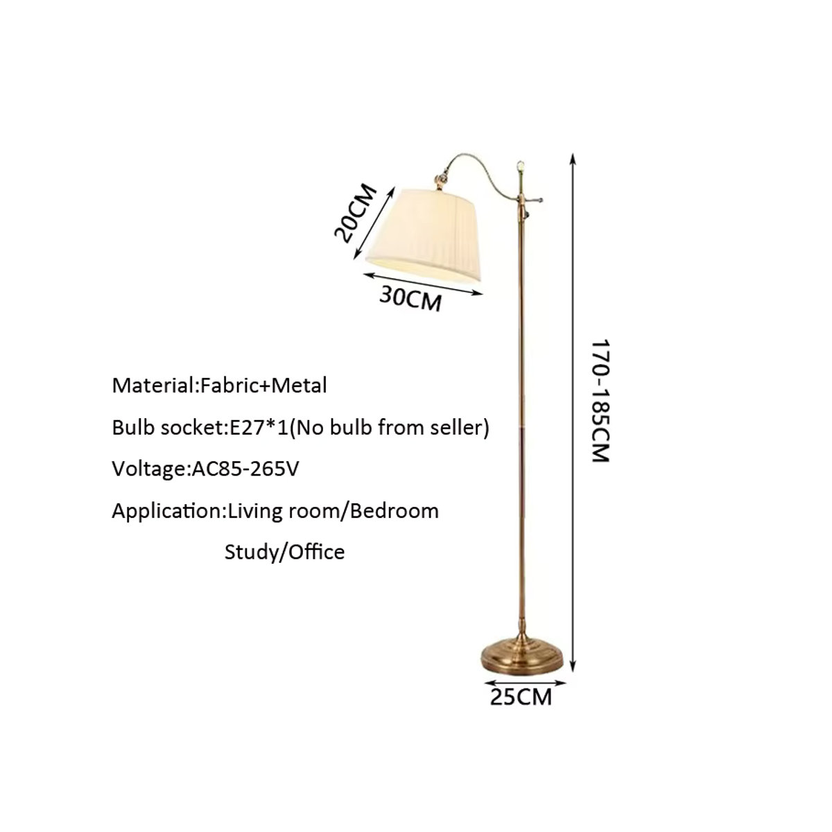 Juhaw Klassische Stehlampe aus Stoff in Beige für Wohnzimmer, Schlafzimmer und Büro - Bild 2