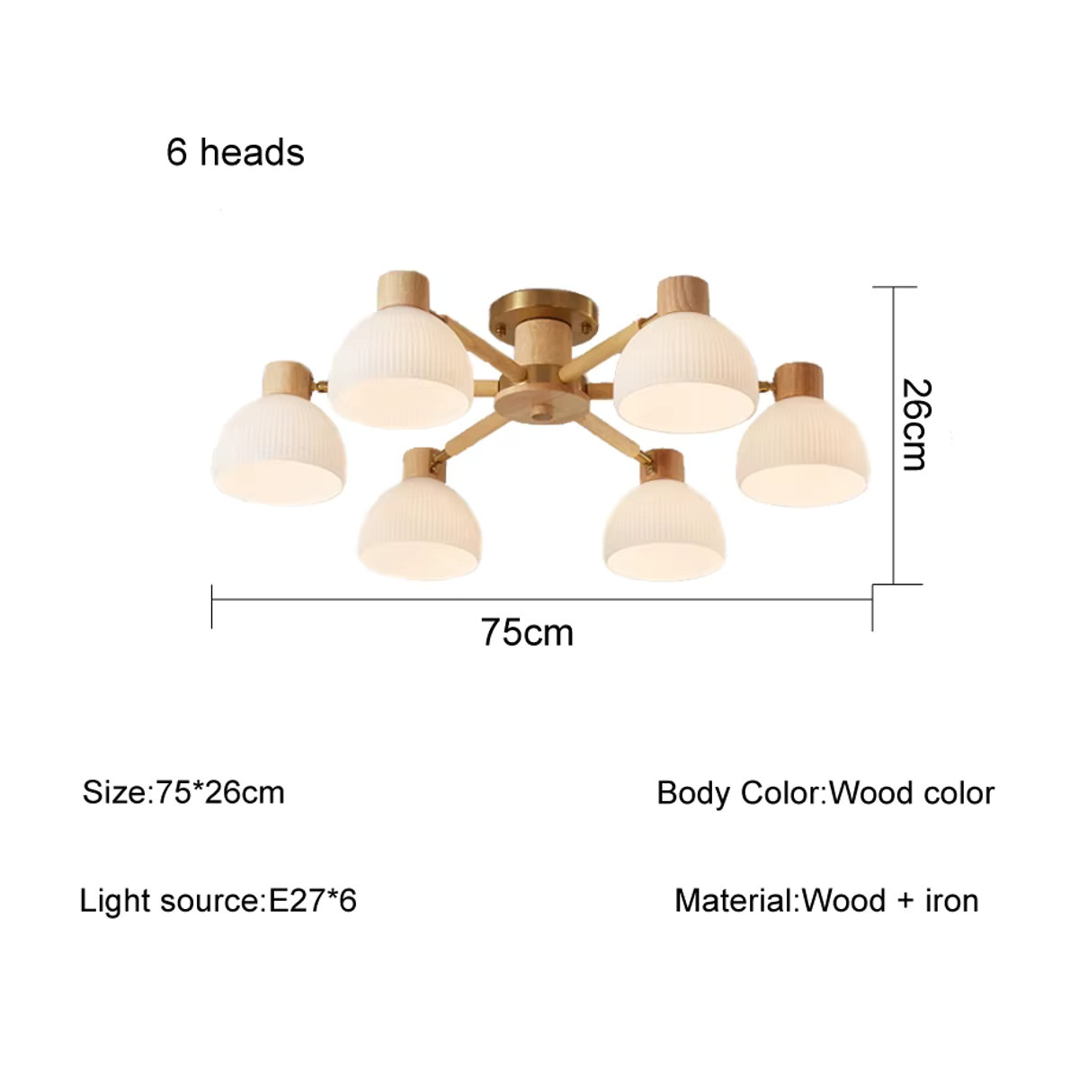 Juhaw Kronleuchter im skandinavischen Design aus Massivholz und Glas in Weiß - Bild 2