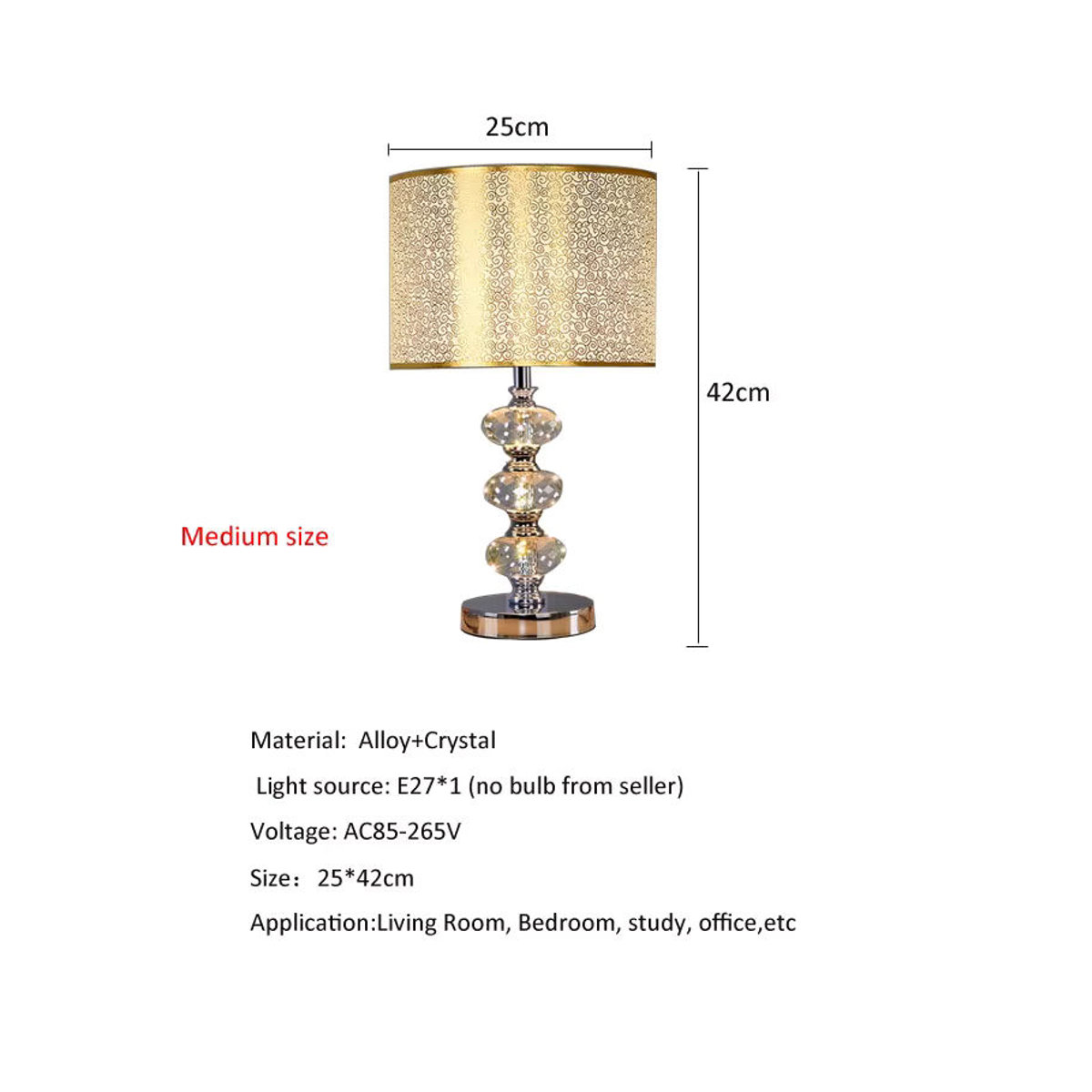 Juhaw Moderne Tischlampe aus K9 Kristall und Metall in Silber mit Schalter - Bild 2