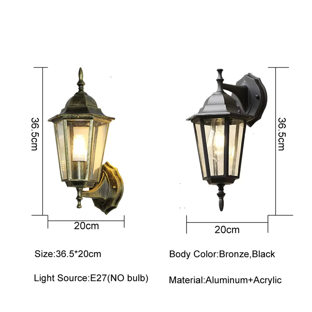Juhaw Retro Wandlampe E27 aus Metall in Schwarz für Garten und Außenbereich - Bild 3