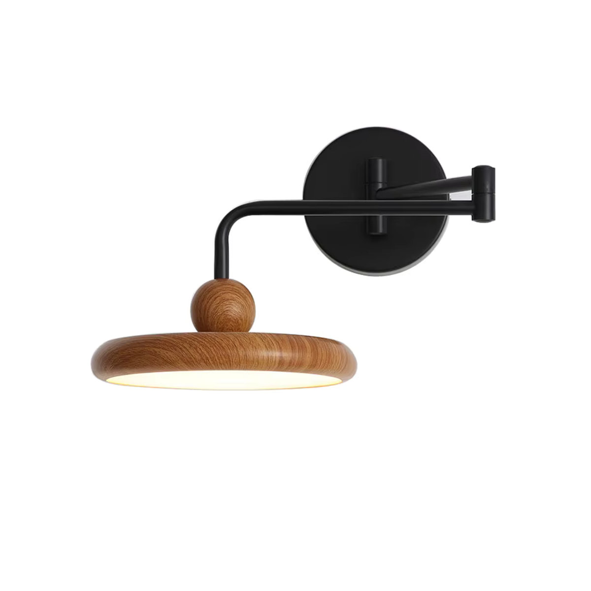 Juhaw Retro Wandlampe in Schwarz mit Holzoptik und beweglichem Gelenk für Schlafzimmer und Korridor - Bild 3