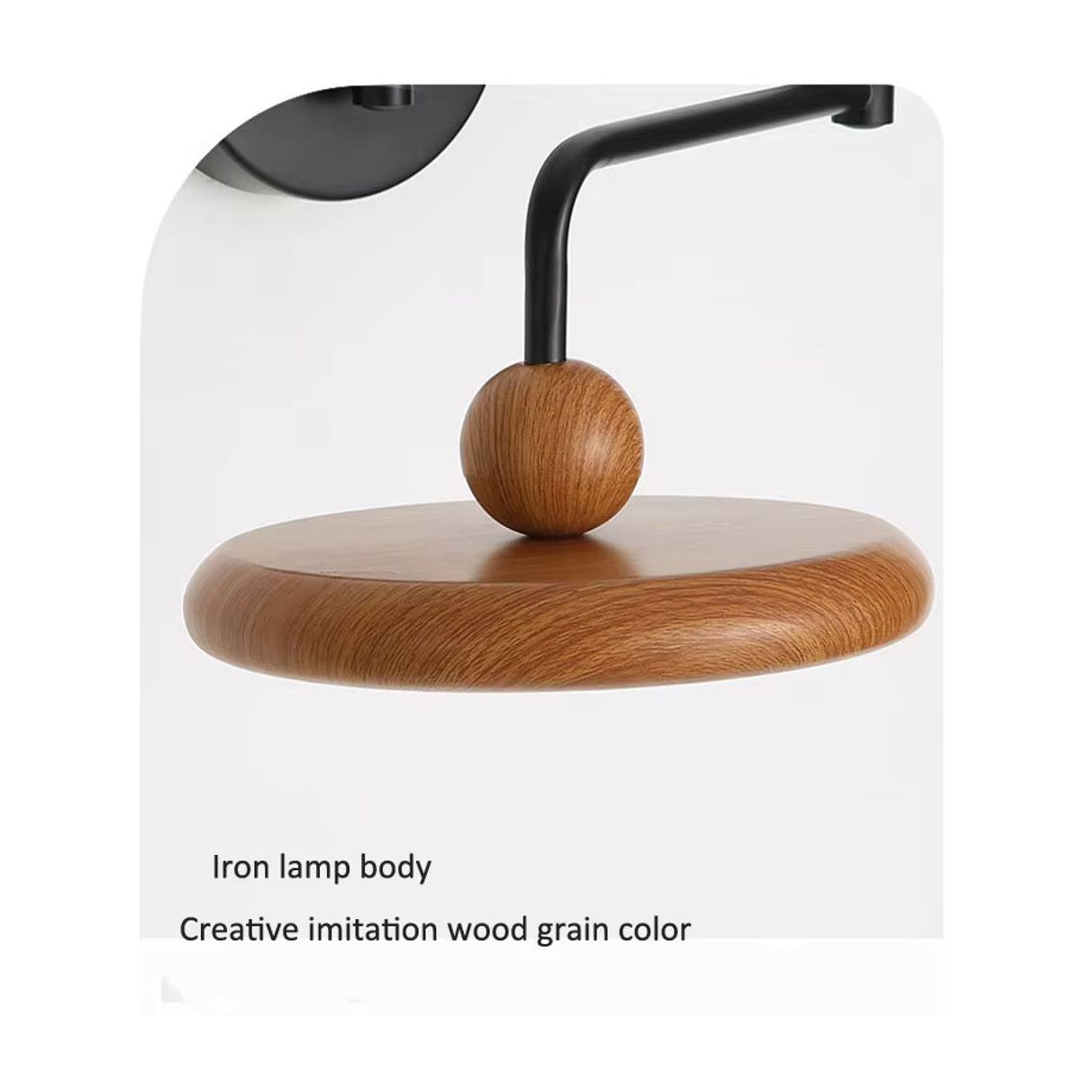 Juhaw Retro Wandlampe in Schwarz mit Holzoptik und beweglichem Gelenk für Schlafzimmer und Korridor - Bild 4