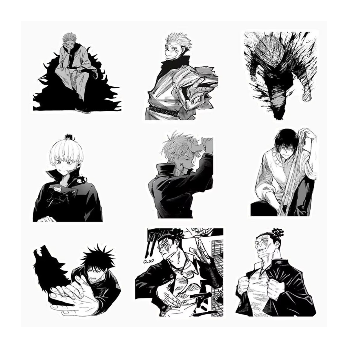 Jujutsu Kaisen Anime Aufkleber Set von Bandai in Schwarz-Weiß für Graffiti und Dekoration - Bild 3