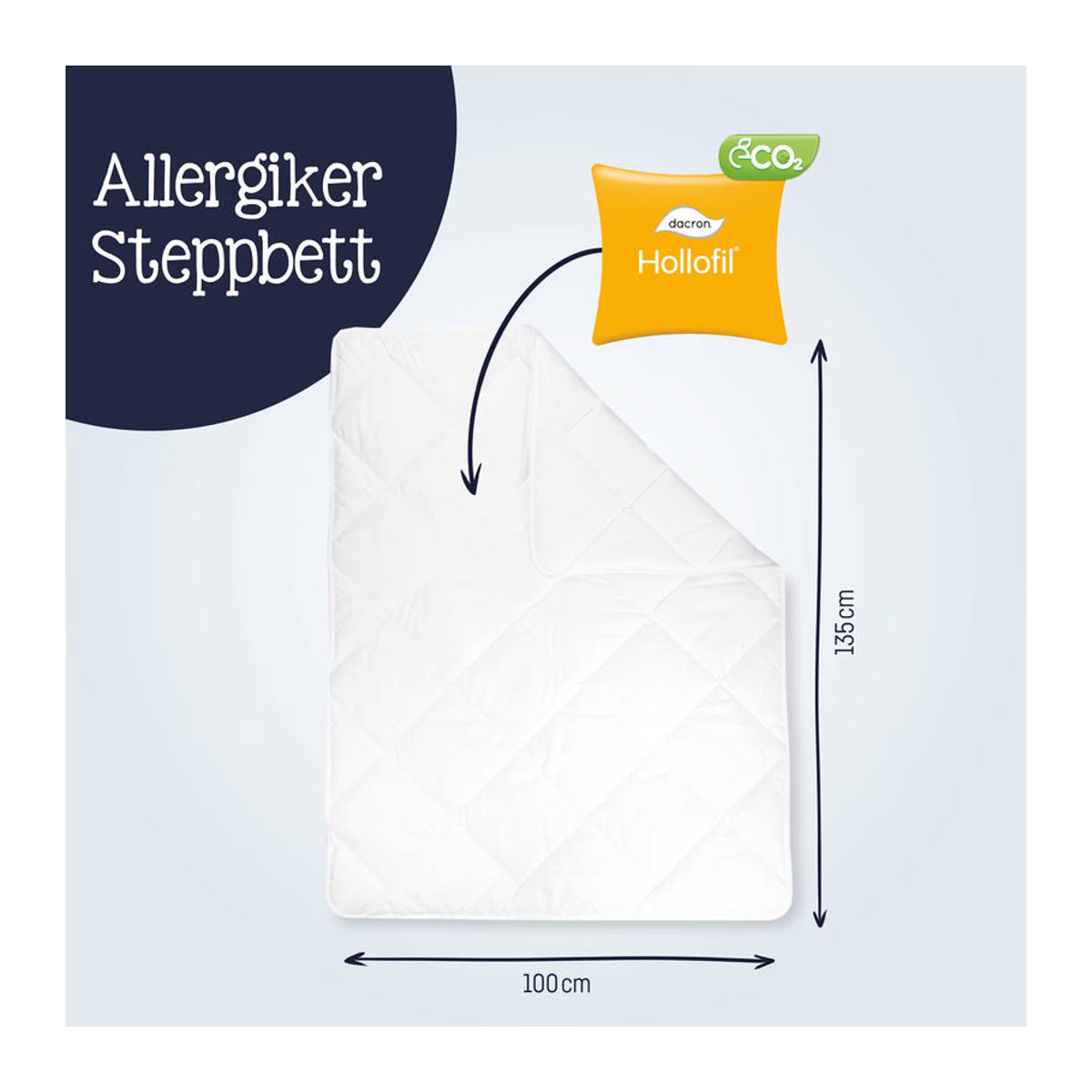 Julius Zöllner Steppbettdecke Hygiena B/T: 100 x 135 cm, 3.5 TOG - Bild 2