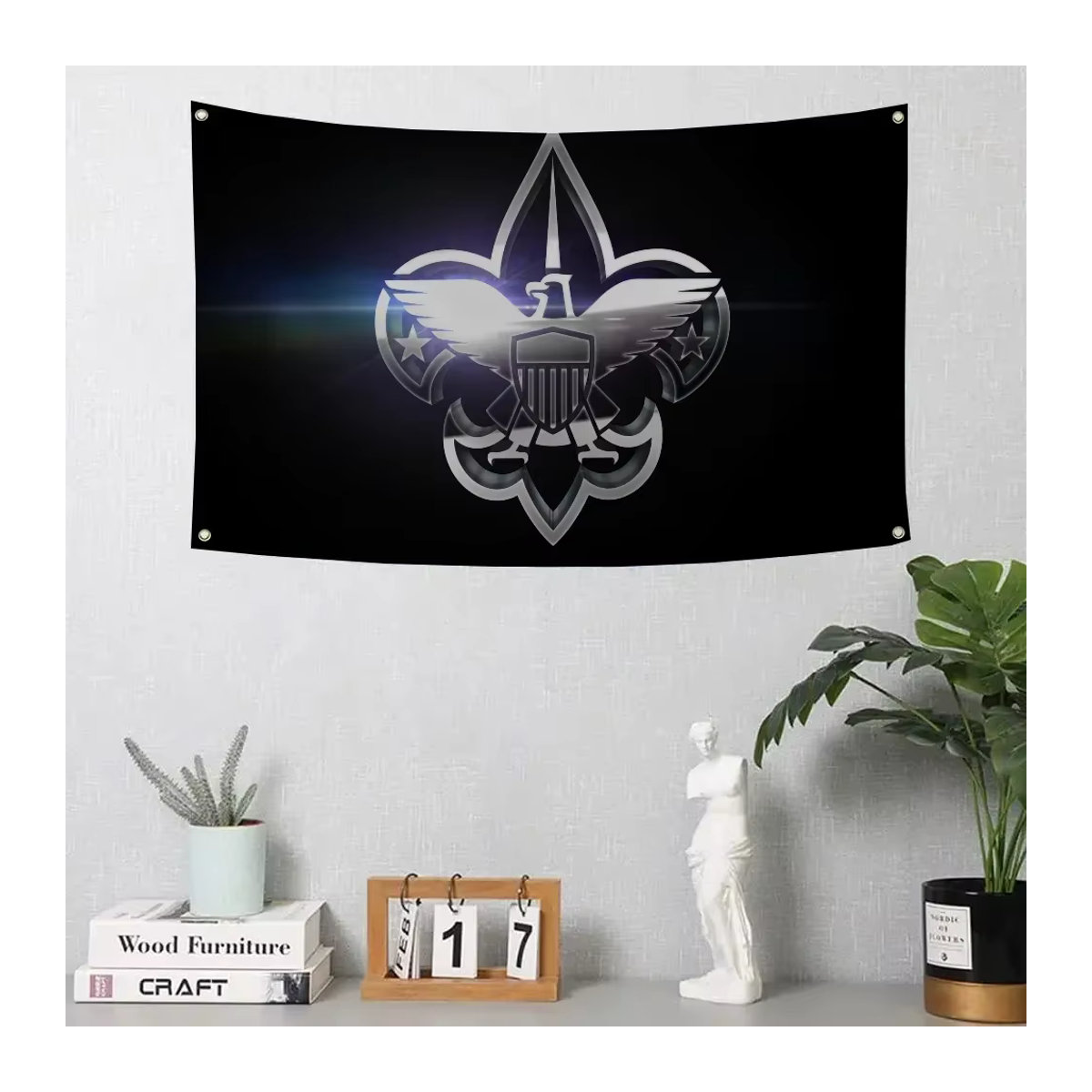 JUNGE SCOUT Flagge mit Vierloch-Ösen aus Polyester in Schwarz für Outdoor und Raumdekoration - Bild 6