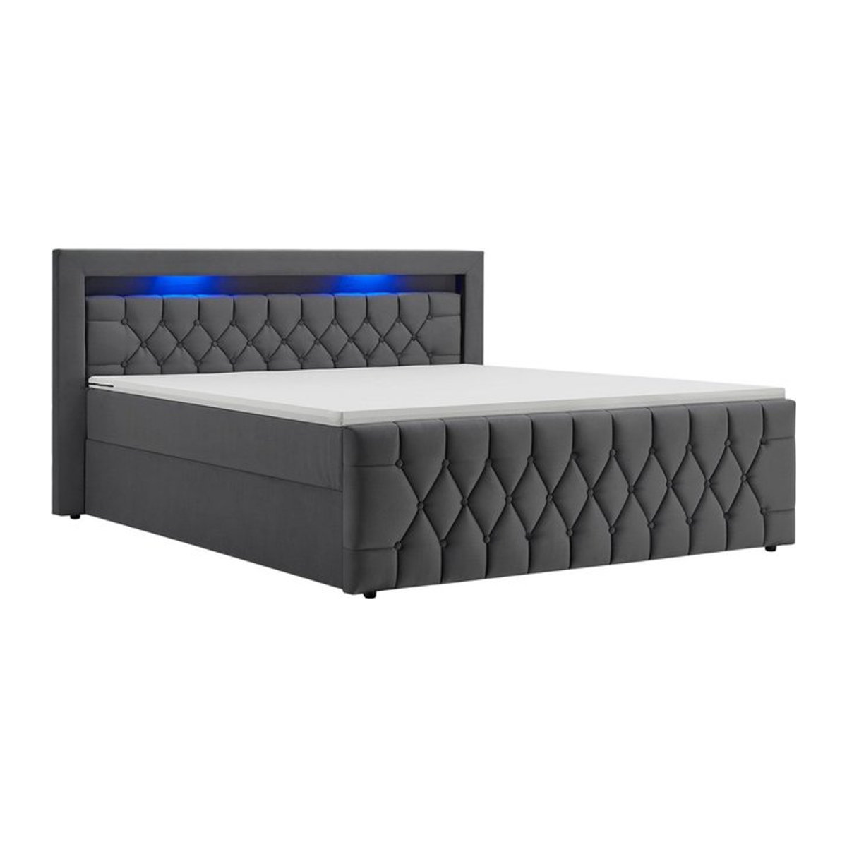 Juskys Boxspringbett Leona Polster Samt Grau B/T: 180 x 200 cm - Bild 1