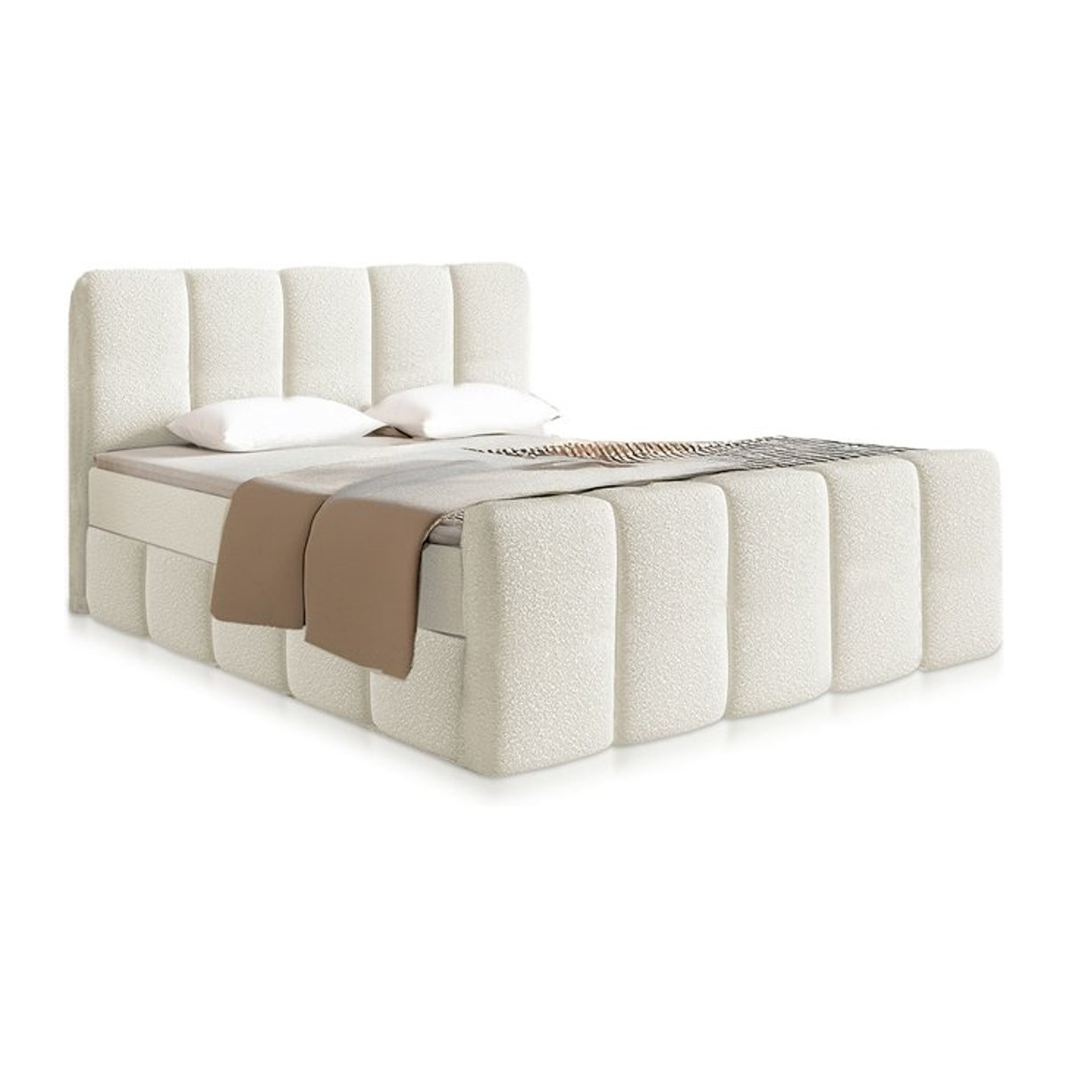 Juskys Boxspringbett Manitoba in Beige mit Topper und Polsterung, B/T: 180 x 200 cm - Bild 1