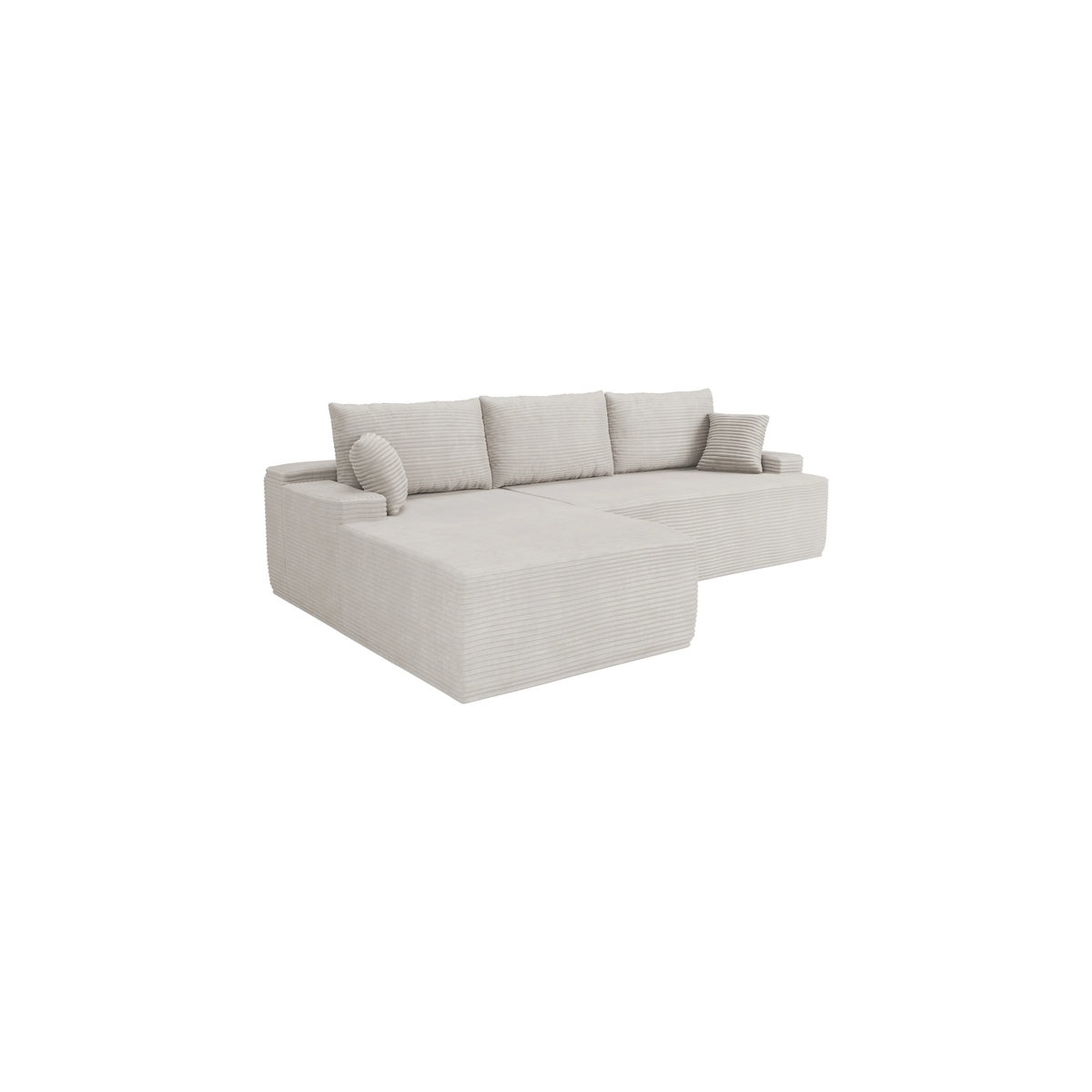 Juskys Ecksofa Coredo 3 Sitzer in L-Form mit Ottomane links, Cord in Beige, B/T/H: 250 x 165 x 85 cm - Bild 3
