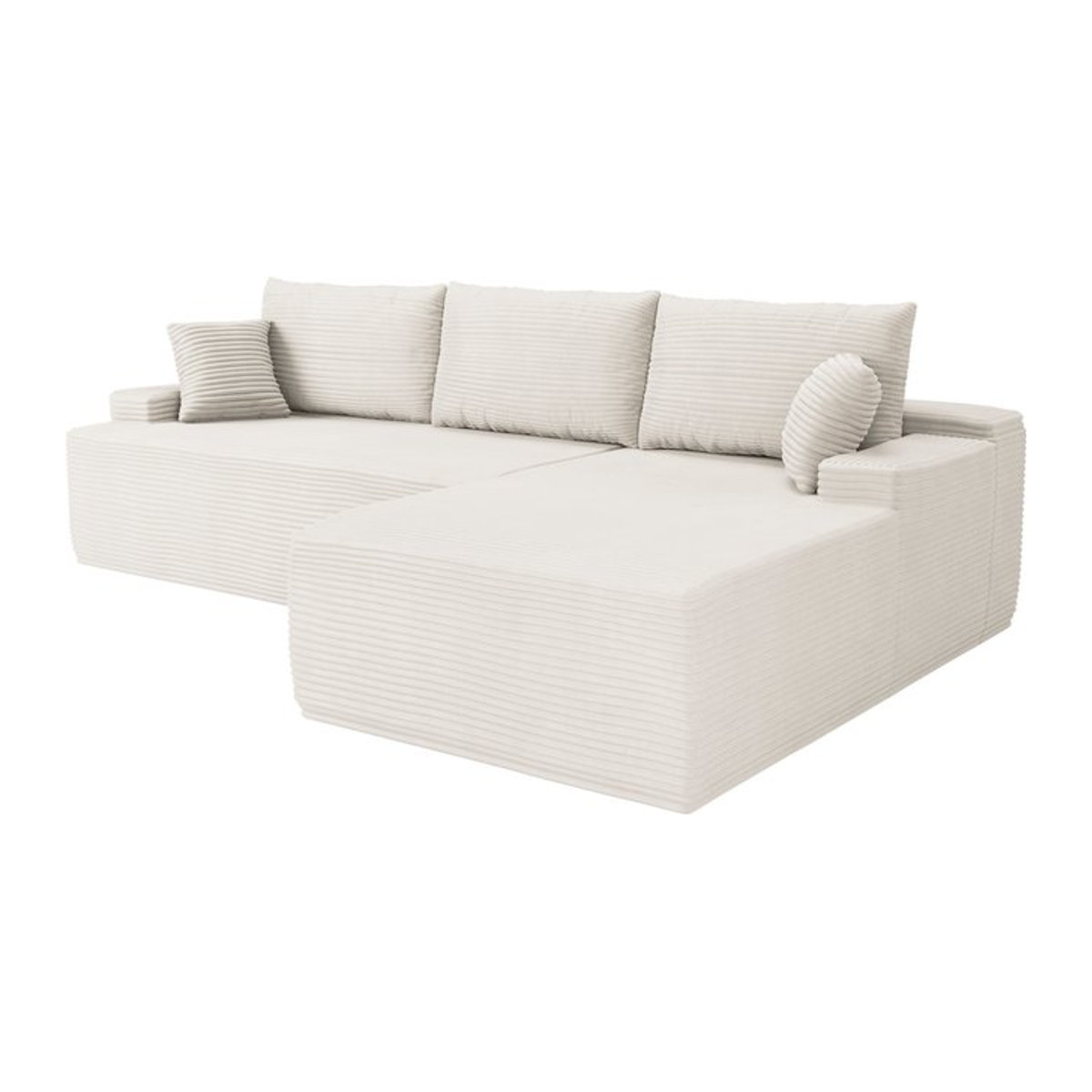 Juskys Ecksofa Coredo 3 Sitzer in L Form mit Ottomane rechts, Cord Beige, B: 250 cm, T: 165 cm, H: 85 cm - Bild 1