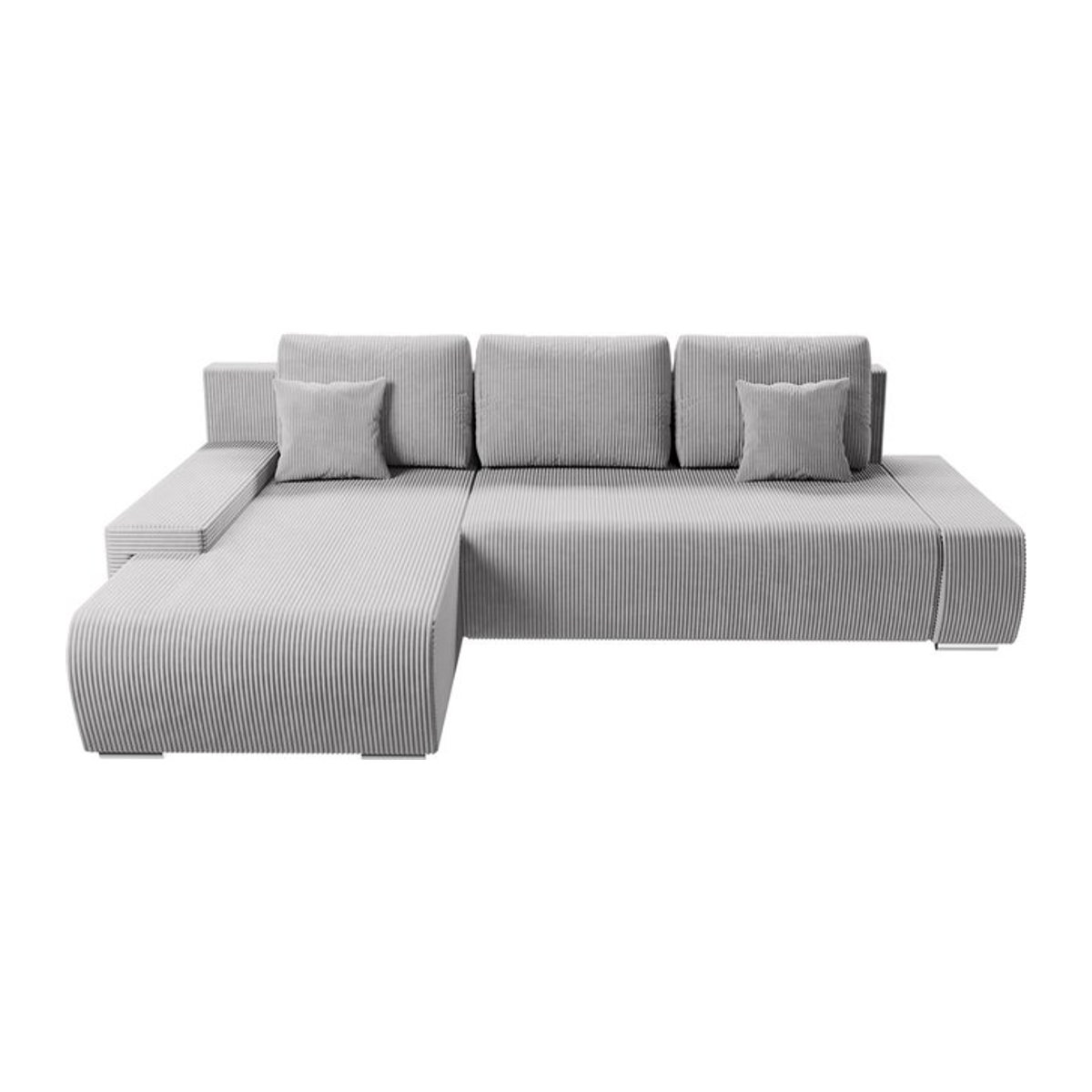 Juskys Ecksofa Iseo mit Schlaffunktion und Ottomane links, Stoff, Grau, B: 260 cm, T: 180 cm, H: 81 cm - Bild 1