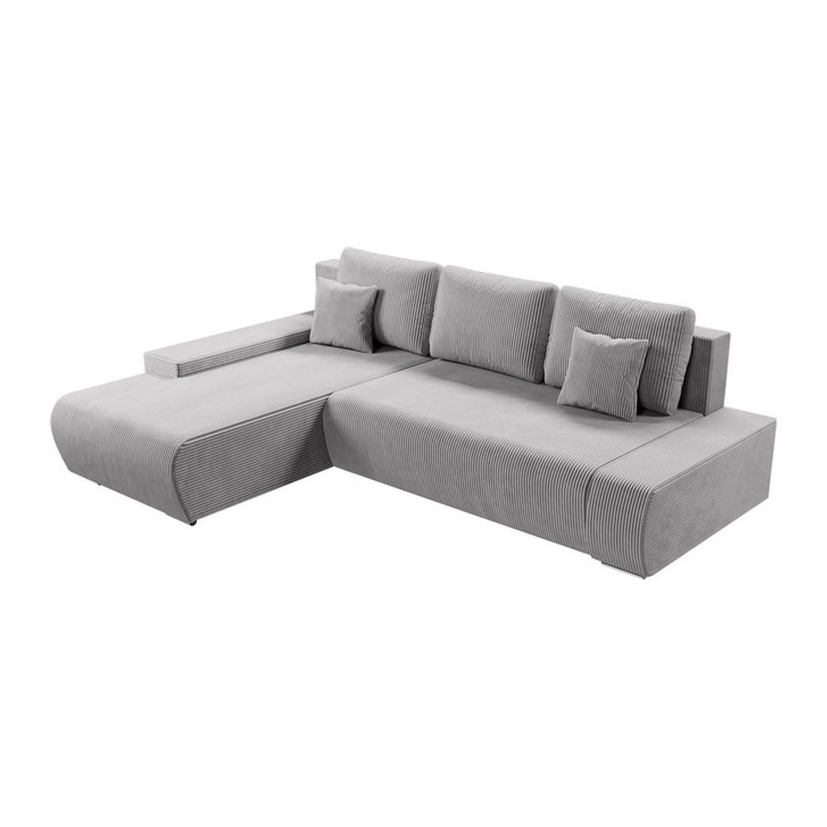 Juskys Ecksofa Iseo mit Schlaffunktion und Ottomane links, Stoff, Grau, B: 260 cm, T: 180 cm, H: 81 cm - Bild 4