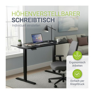 Juskys Höhenverstellbarer Elektrischer Schreibtisch mit Memory-Funktion, Schwarz, B: 140 cm, T: 60 cm