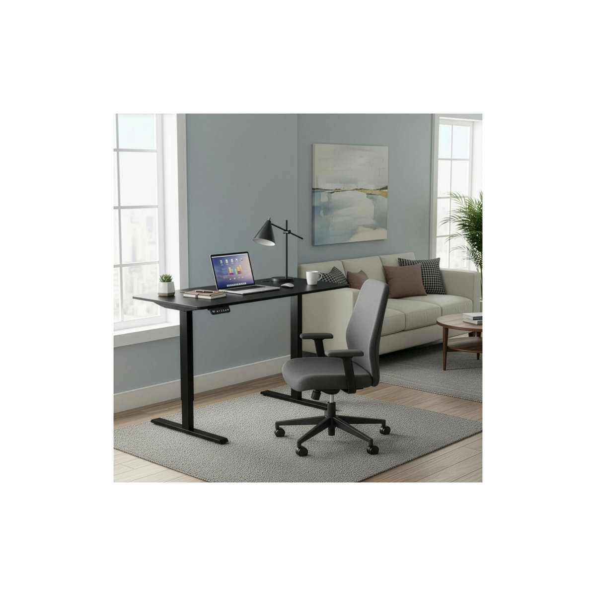 Juskys Höhenverstellbarer Elektrischer Schreibtisch mit Memory-Funktion, Schwarz, B: 140 cm, T: 60 cm - Bild 4