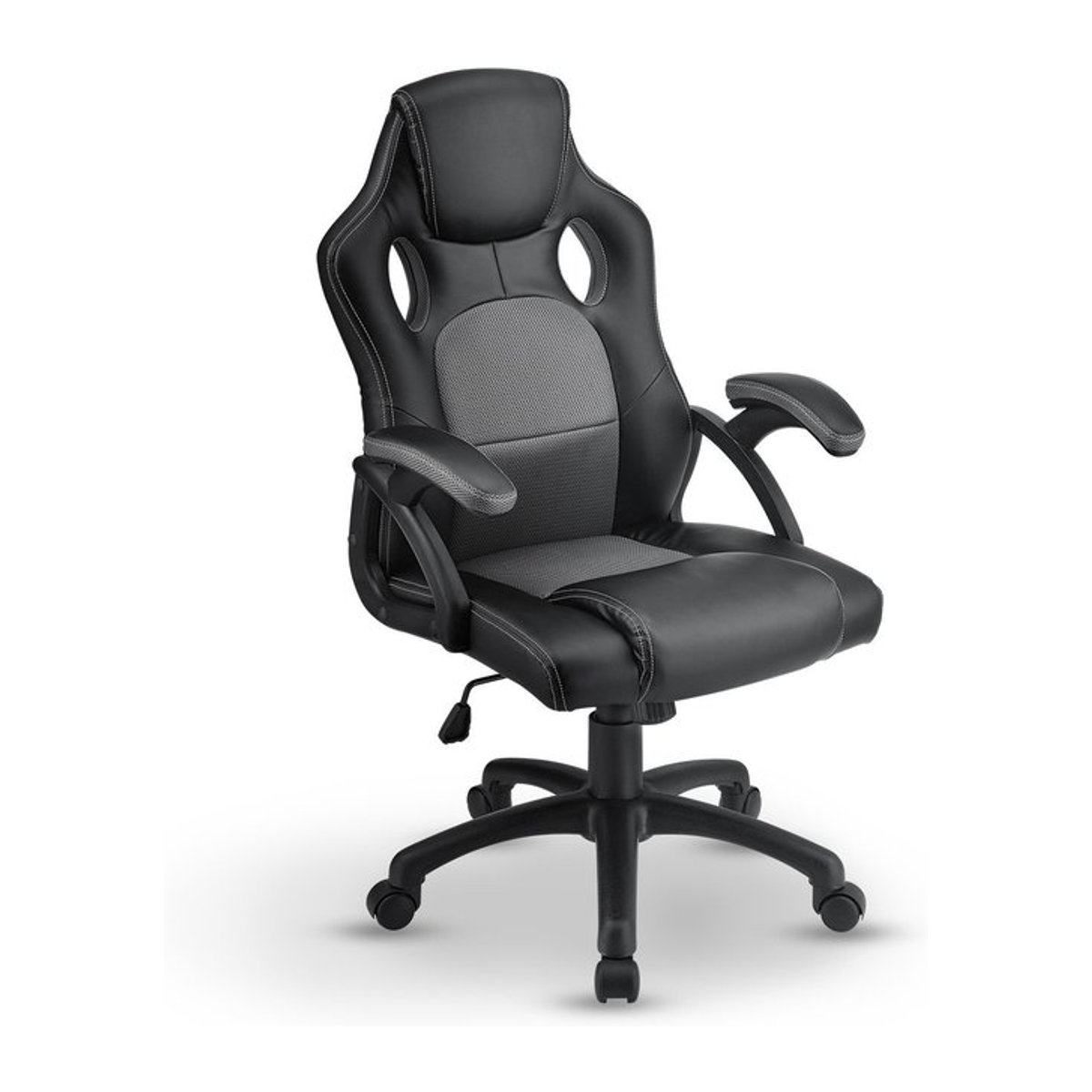 Juskys Montreal Gaming Stuhl ergonomischer Racing Schreibtischstuhl aus Kunstleder und Mesh in Grau - Bild 1