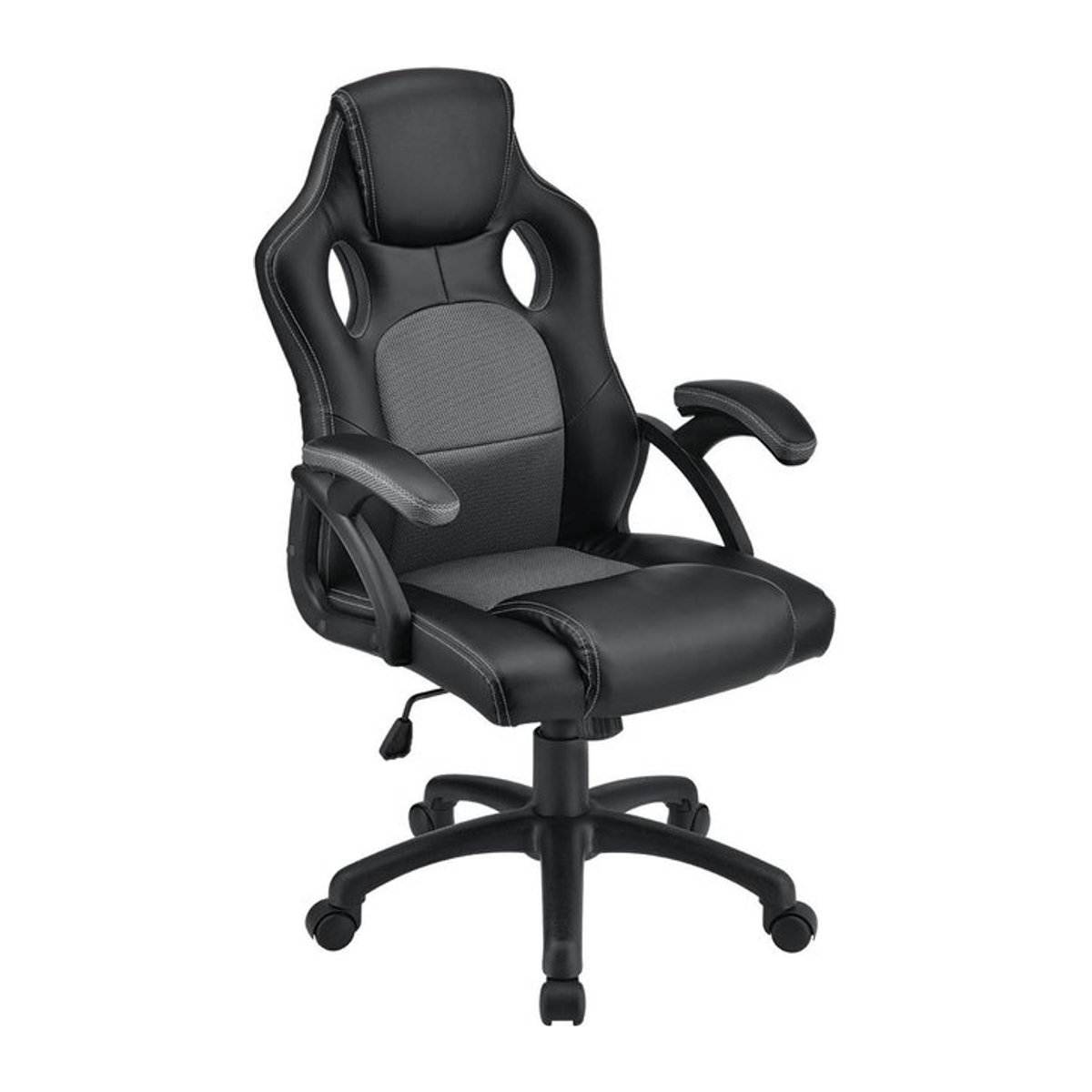 Juskys Montreal Gaming Stuhl ergonomischer Racing Schreibtischstuhl aus Kunstleder und Mesh in Grau - Bild 2