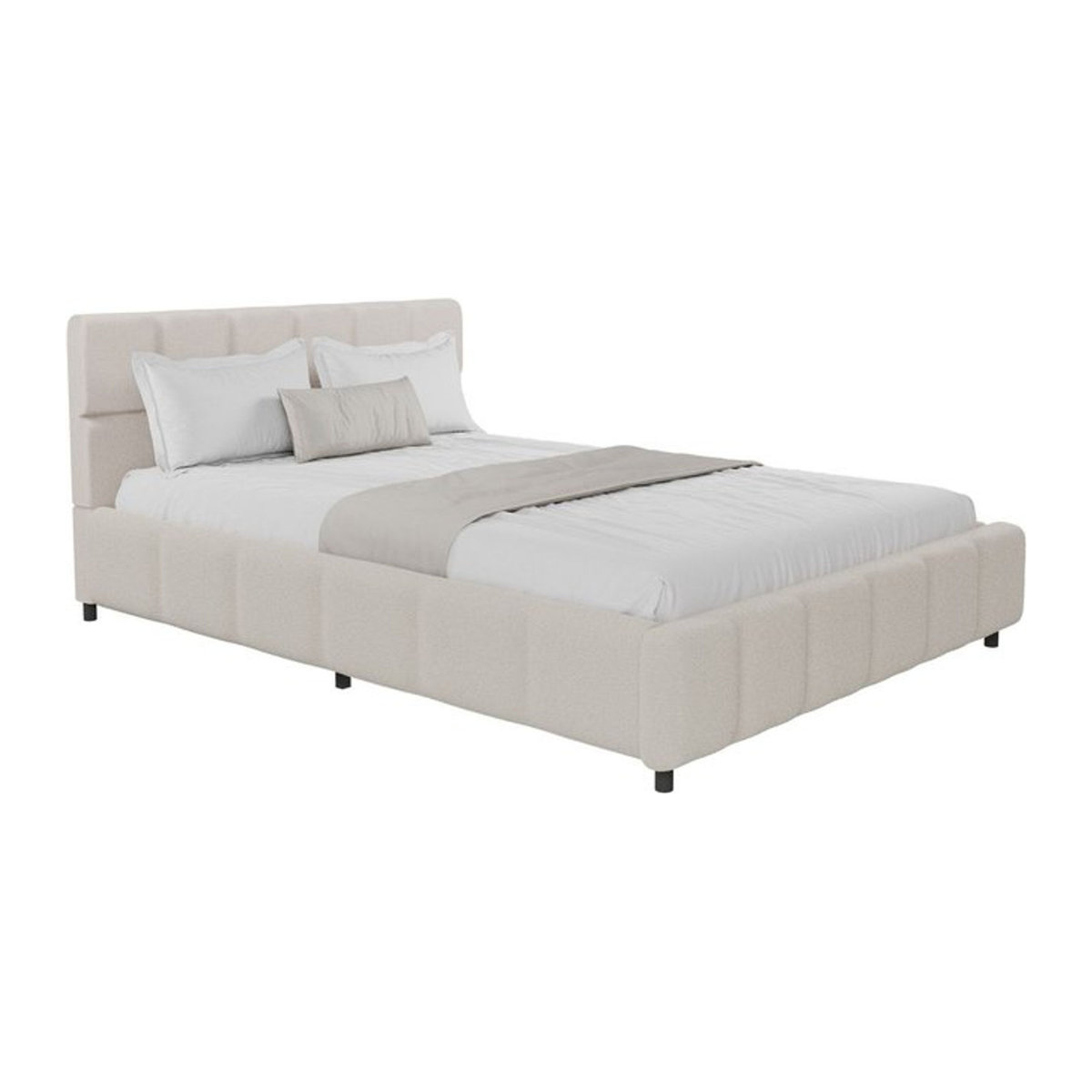 Juskys Polsterbett Florenz in Beige mit Bouclé-Bezug und modernem Bubble-Design, B/T: 180 x 200 cm - Bild 1