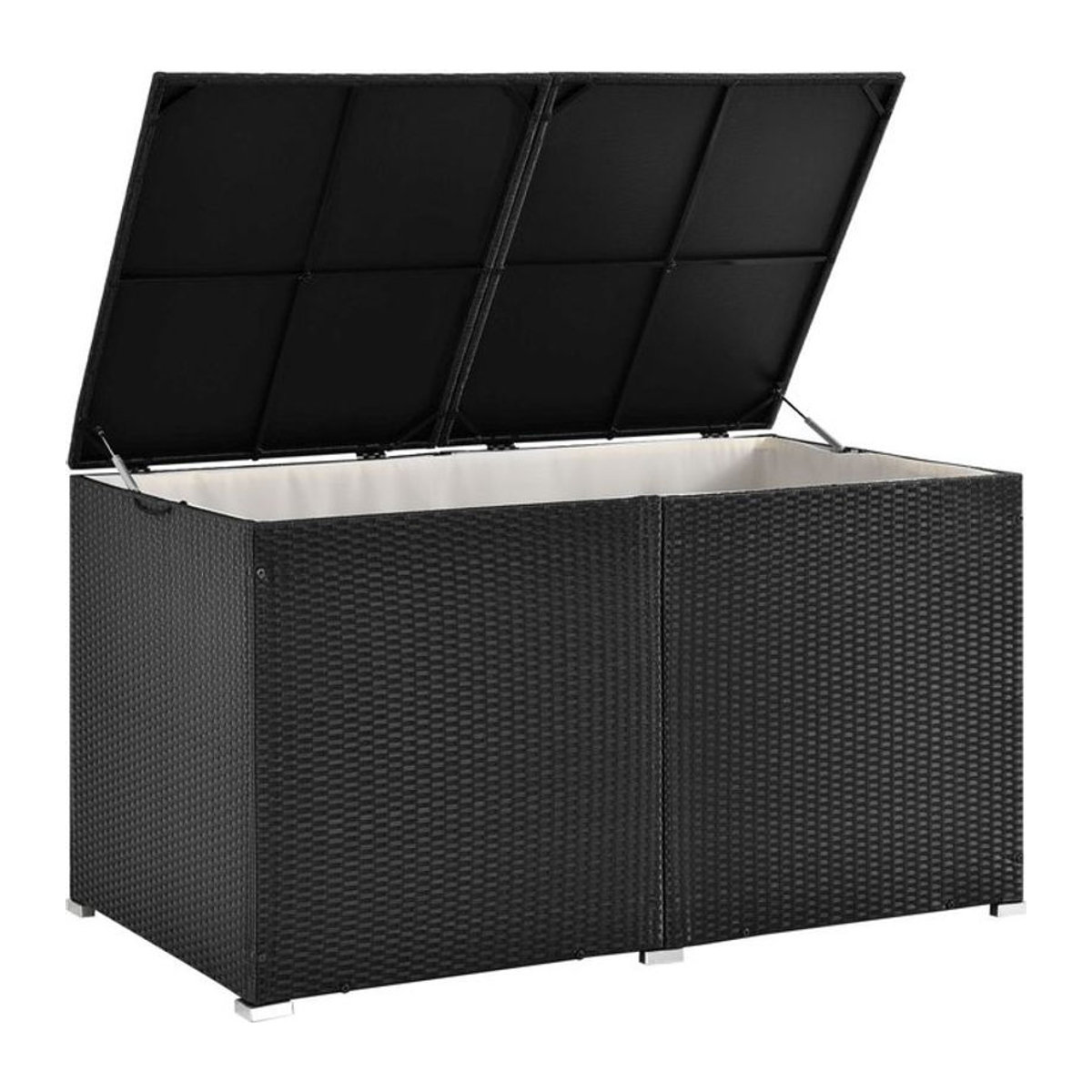 Juskys Polyrattan Auflagenbox Ikaria 950 L mit Deckel und Innenplane in Schwarz - Bild 1