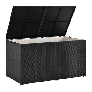 Juskys Polyrattan Auflagenbox Ikaria 950 L mit Deckel und Innenplane in Schwarz