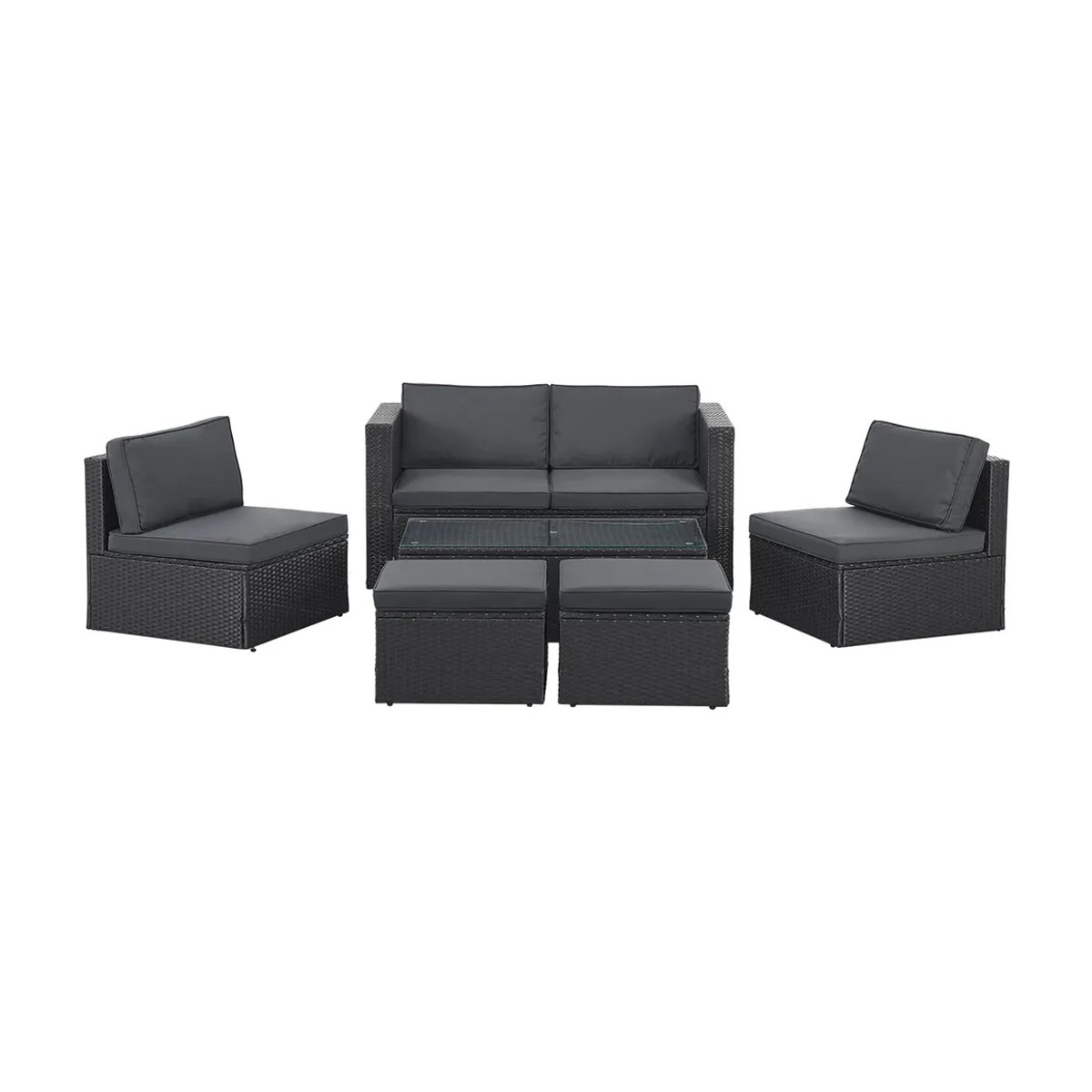 Juskys Polyrattan Gartenmöbel Set Salou - Moderne Outdoor Lounge für 6 Personen in Schwarz und Anthrazit - Bild 4