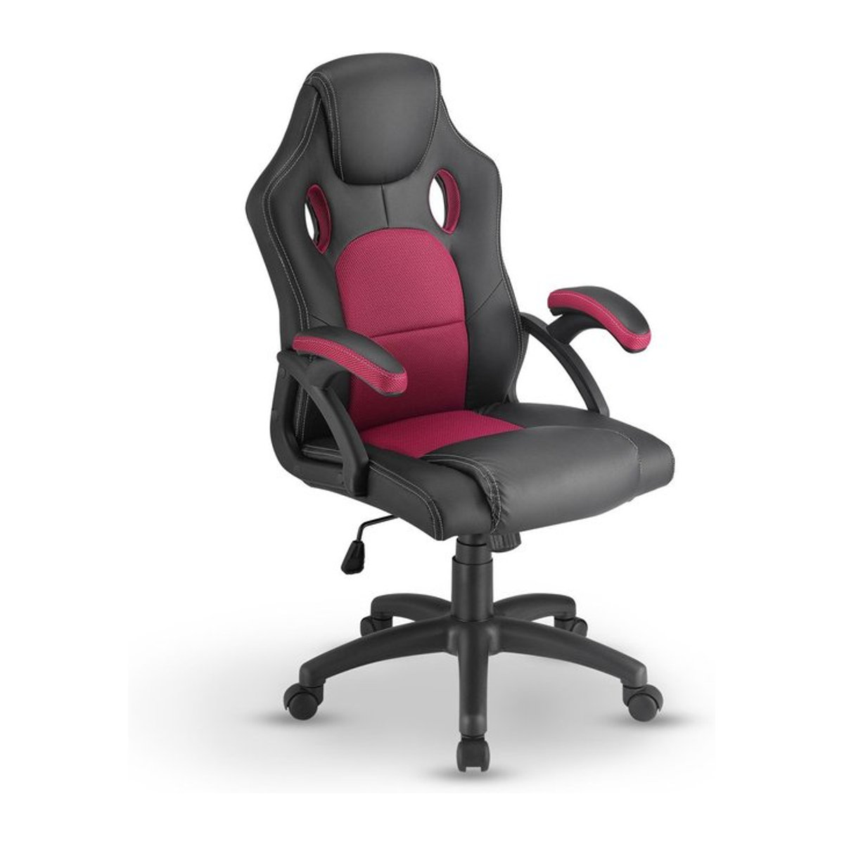 Juskys Racing Schreibtischstuhl Montreal ergonomischer Gaming-Stuhl aus Kunstleder und Mesh in Rot - Bild 1