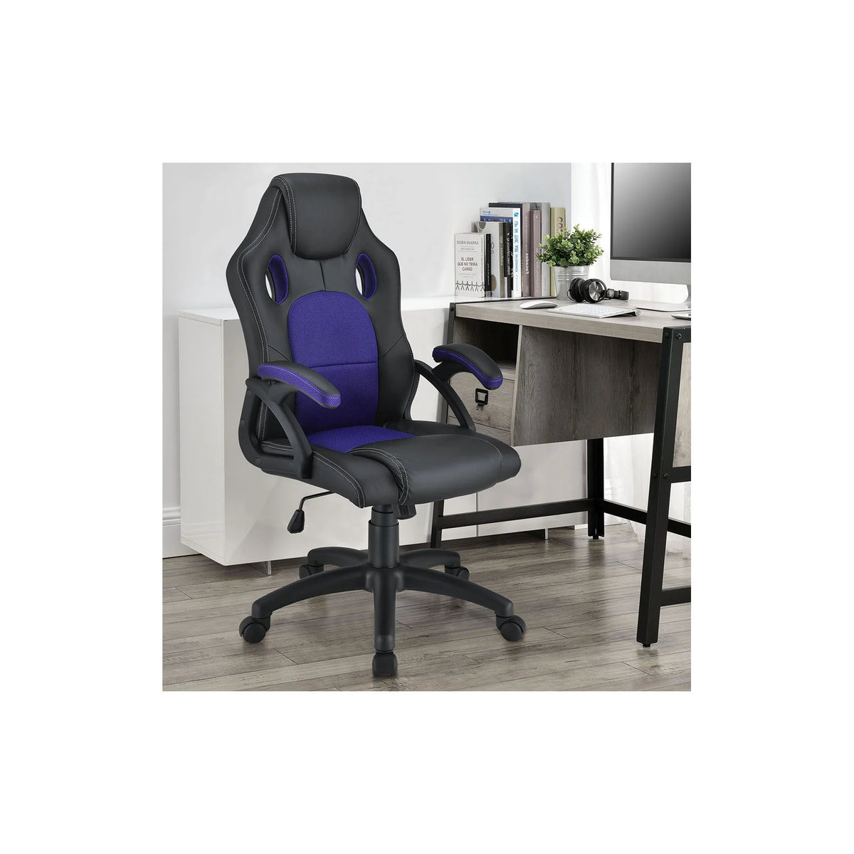 Juskys Racing Schreibtischstuhl Montreal ergonomischer Gaming-Stuhl aus Kunstleder und Mesh in Violett - Bild 3
