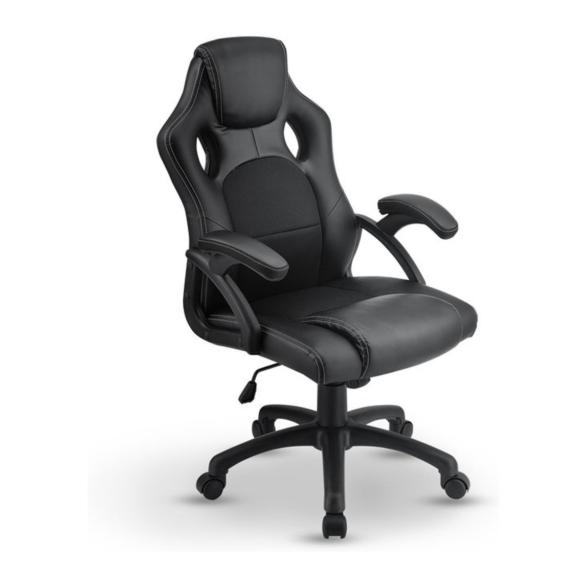 Juskys Racing Schreibtischstuhl Montreal ergonomischer Gaming Stuhl in Schwarz mit Kunstleder und Mesh im Racer Design - Bild 1